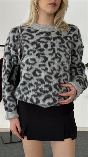 Yumoş Sakallı Kumaş Kazak Leopar Gri