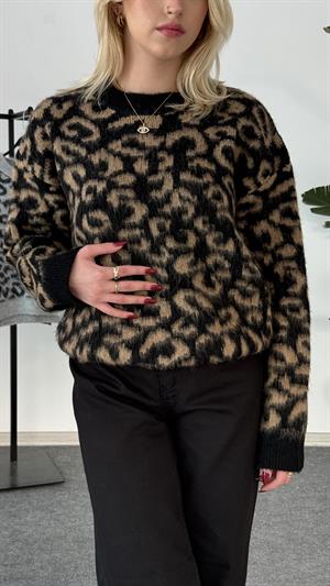 Yumoş Sakallı Kumaş Kazak Leopar Krem