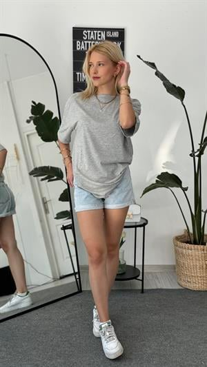 Zara Basic Penye Tişört Gri