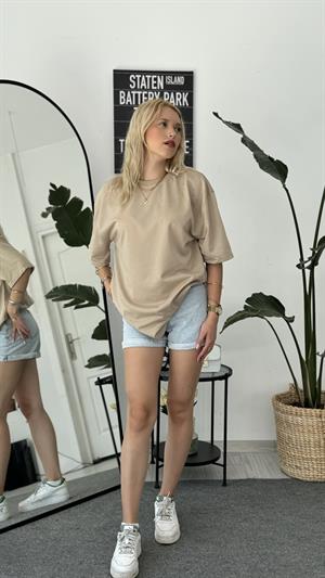 Zara Basic Penye Tişört Krem