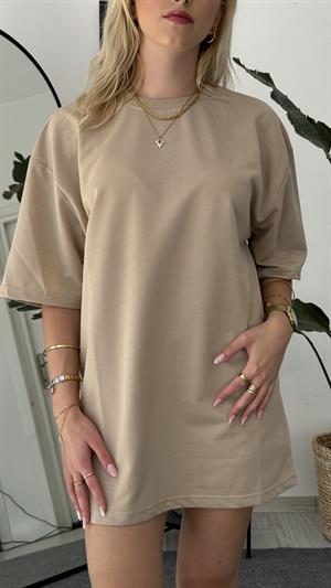 Zara Basic Penye Tişört Krem