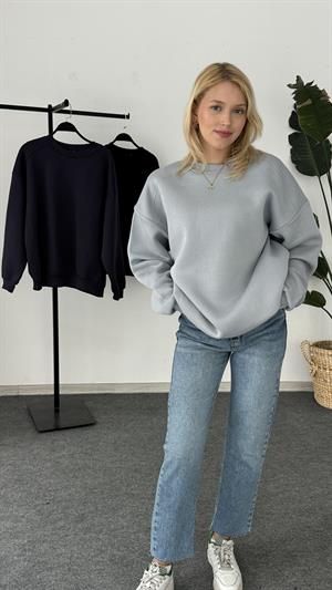 Zara Kalıp Üç İplik Şardonlu Sweat Gri