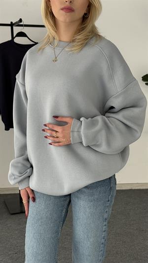 Zara Kalıp Üç İplik Şardonlu Sweat Gri