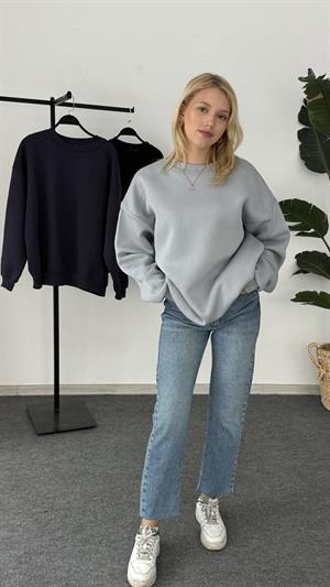 Zara Kalıp Üç İplik Şardonlu Sweat Gri