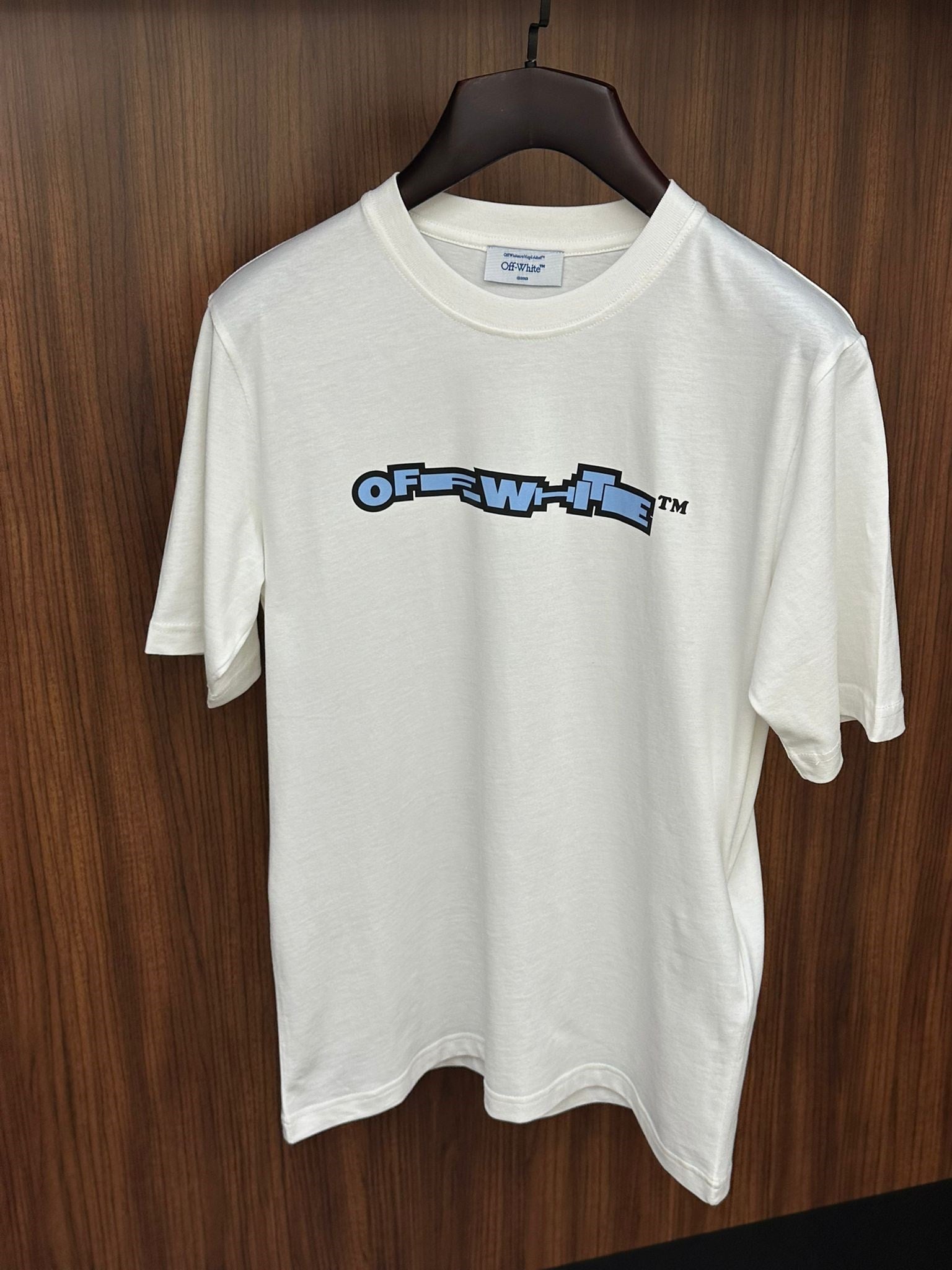 Blue X Logo Print Cotton T-Shirt