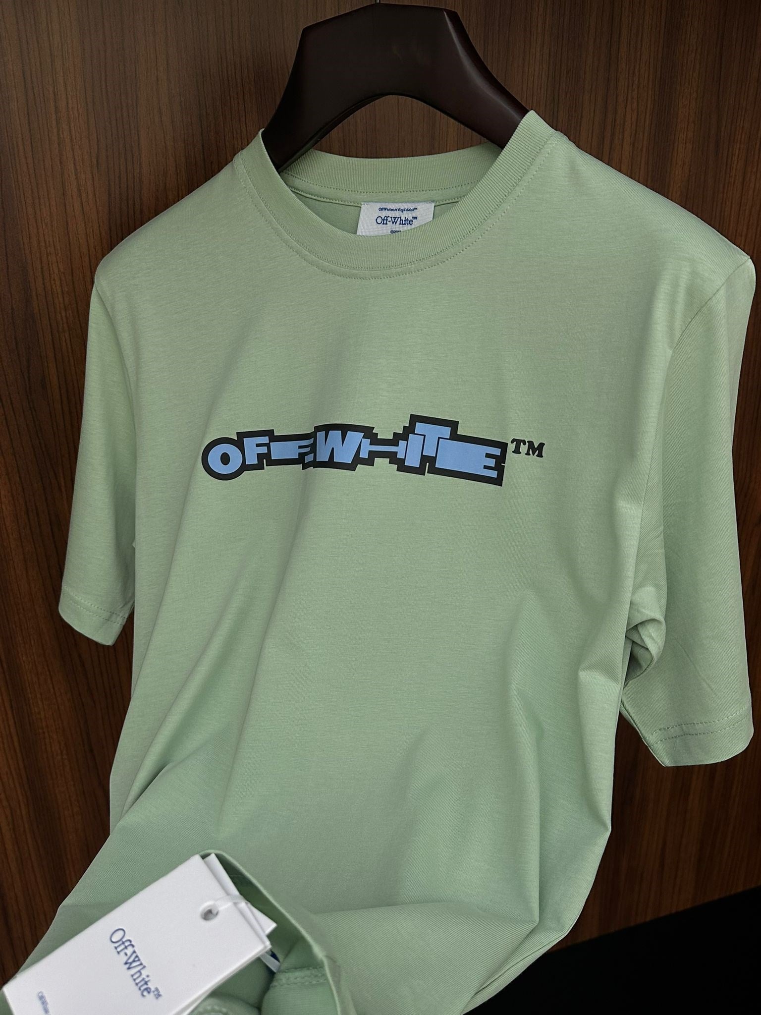 Blue X Logo Print Cotton T-Shirt