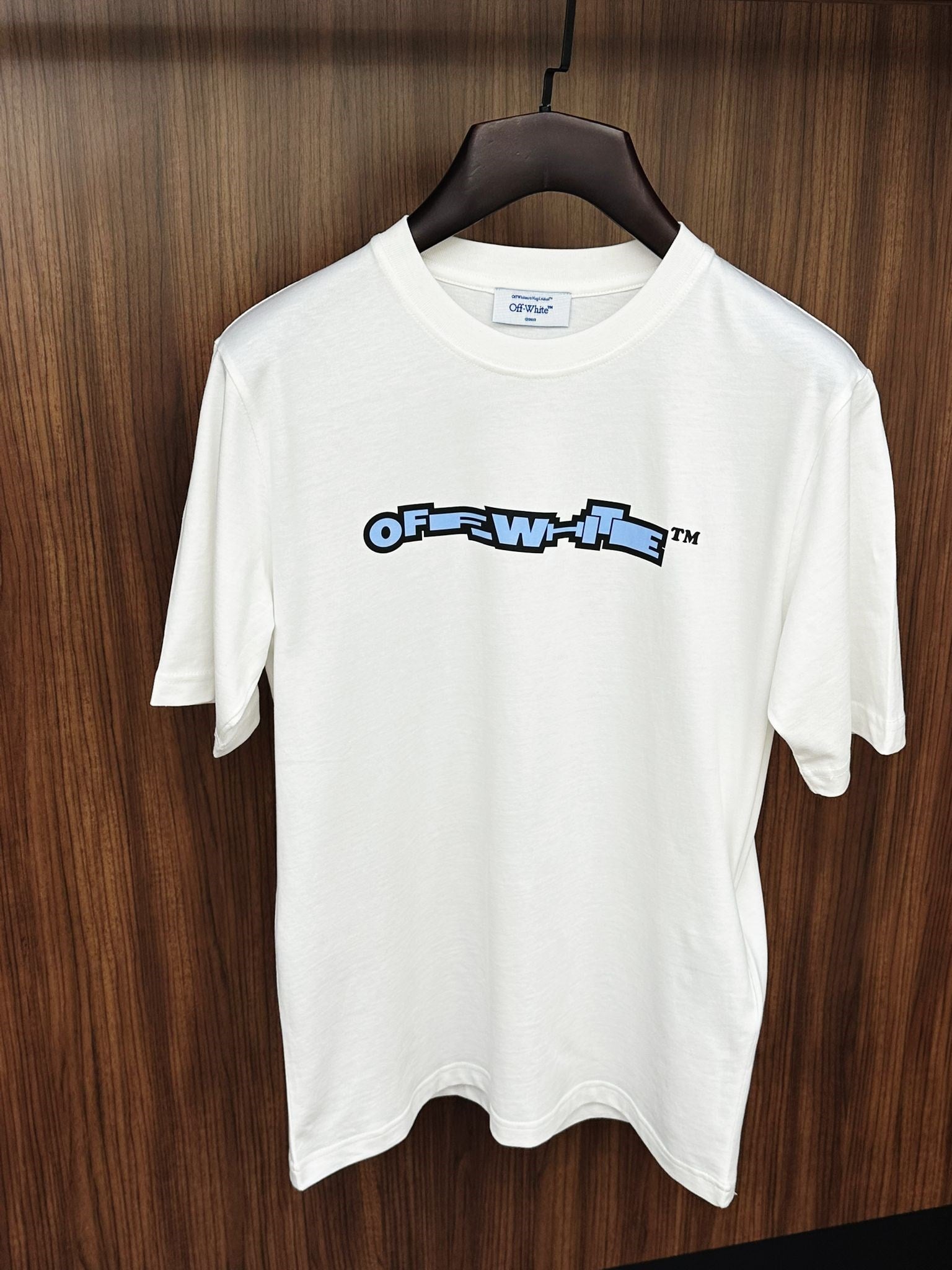 Blue X Logo Print Cotton T-Shirt