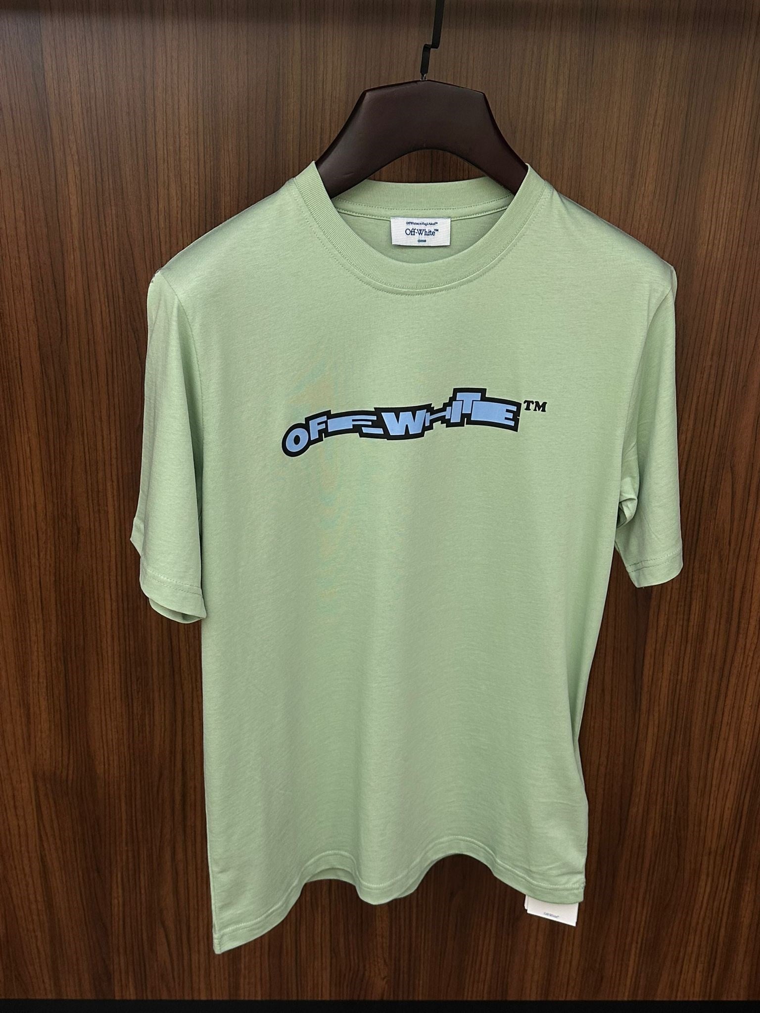 Blue X Logo Print Cotton T-Shirt