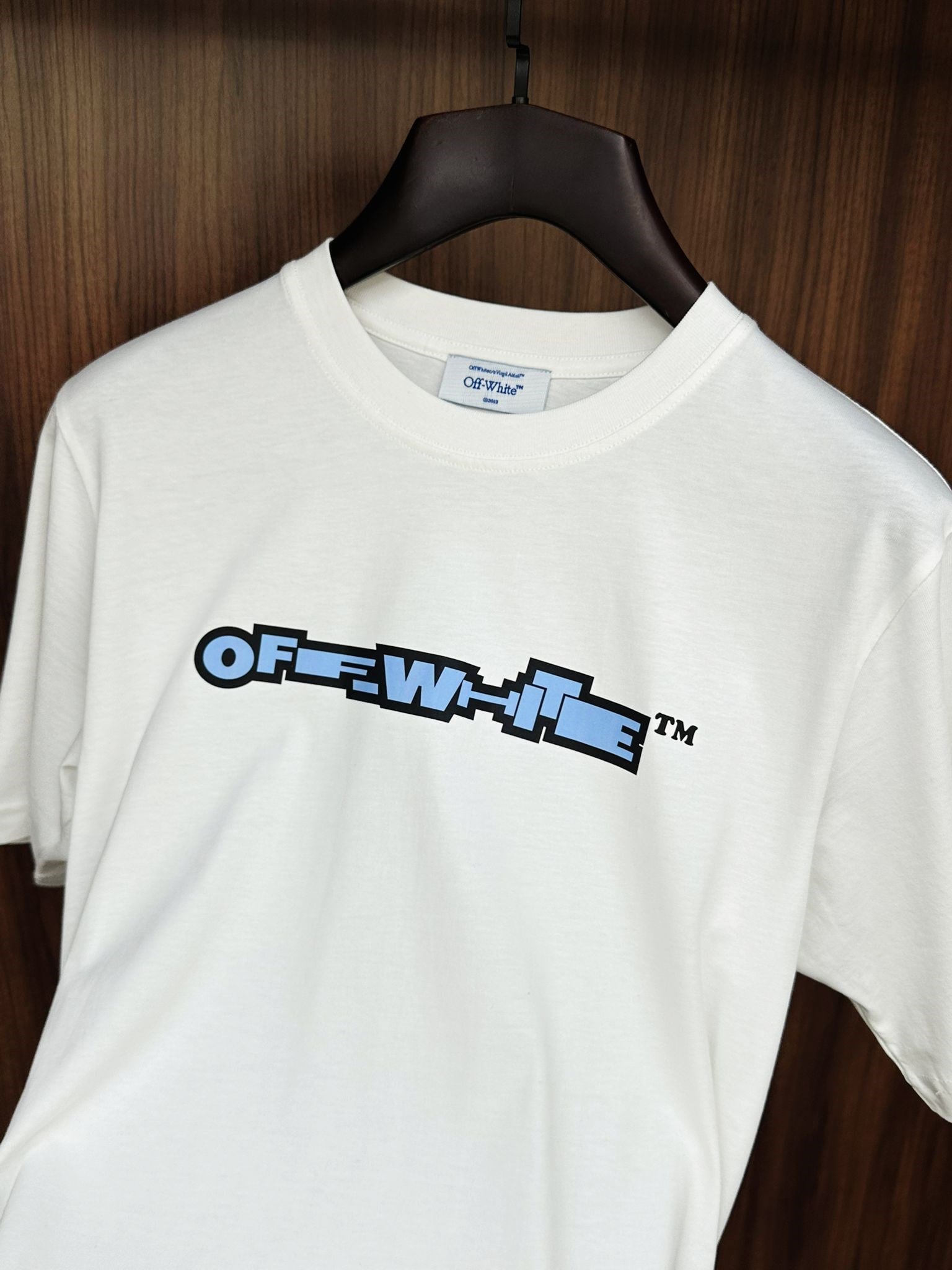 Blue X Logo Print Cotton T-Shirt