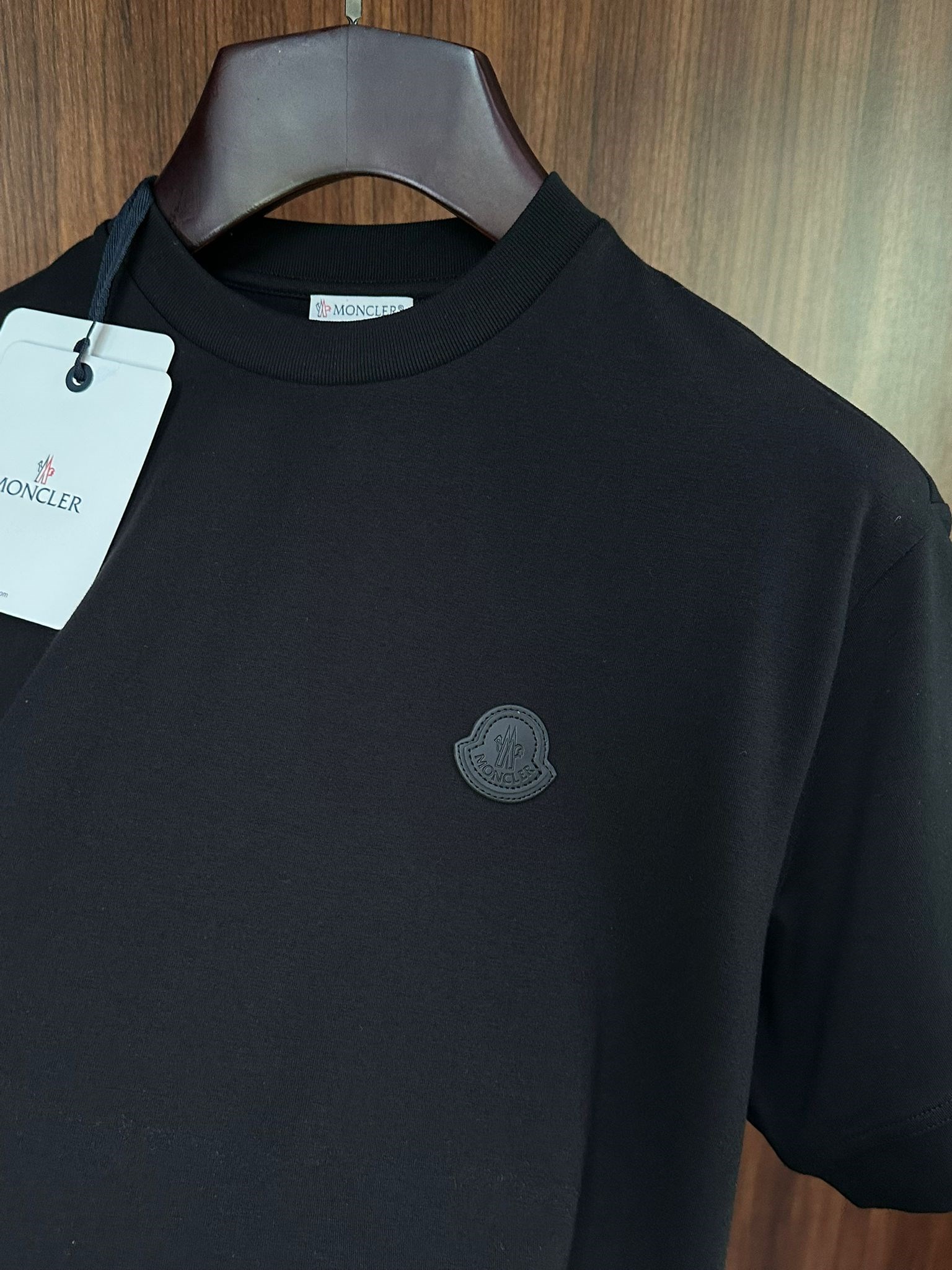 Deri Logo Bisiklet Yaka T-Shirt