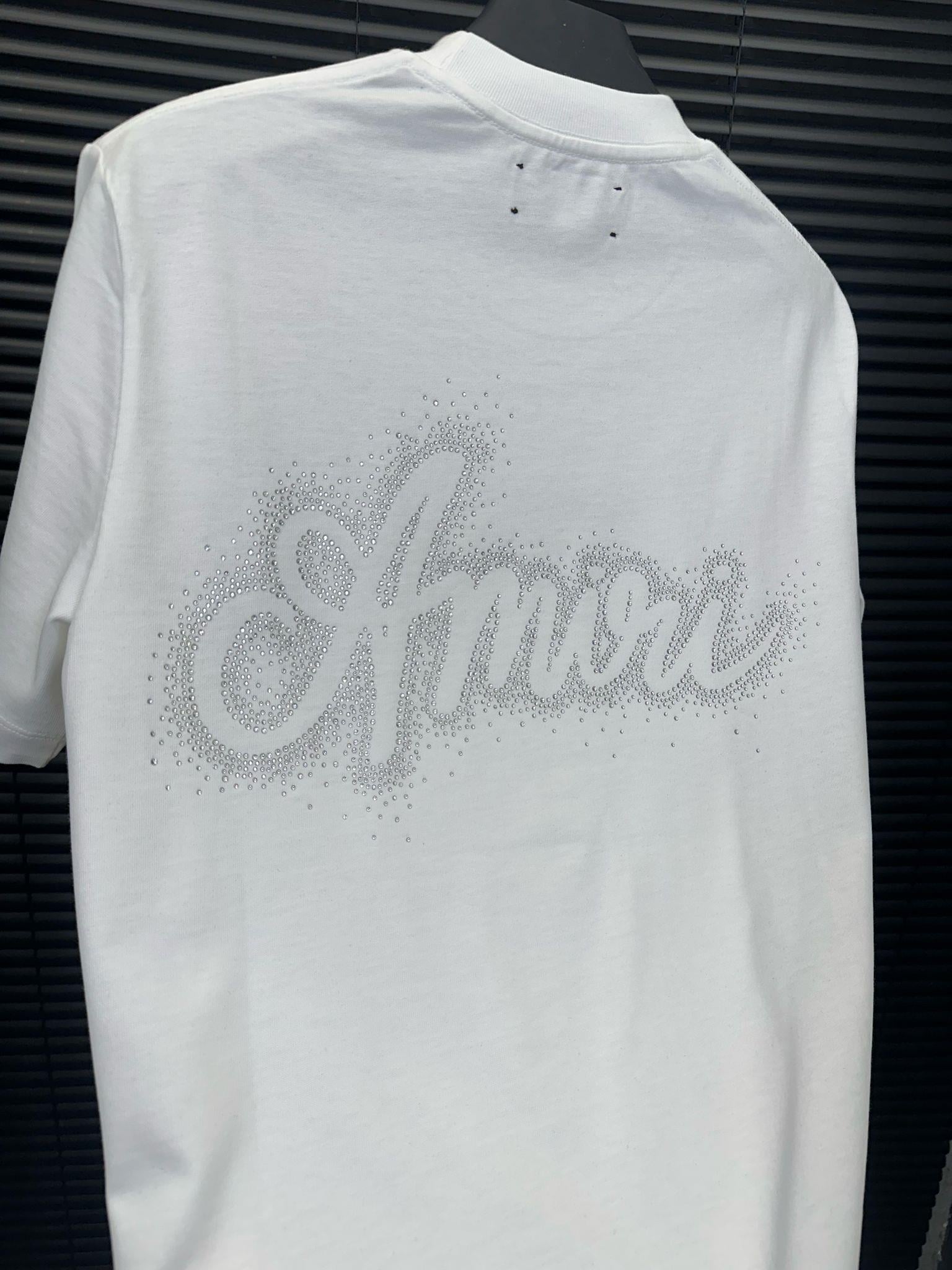 Göğüs Ve Sırt Taş Desenli T-Shirt - Beyaz
