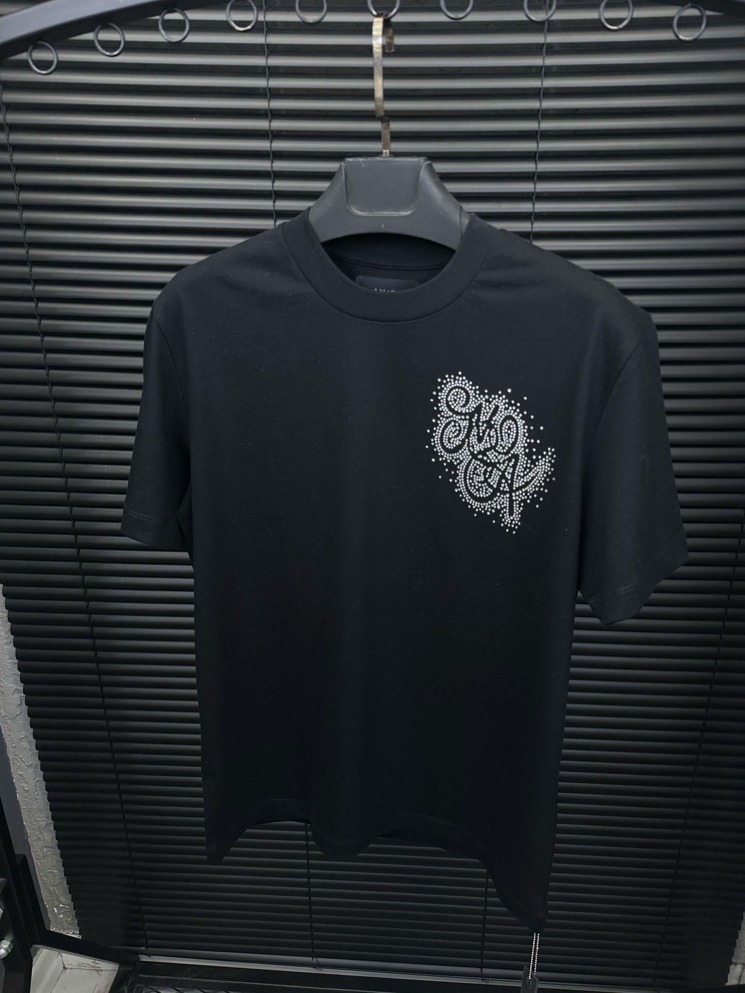 Göğüs Ve Sırt Taş Desenli T-Shirt - Beyaz