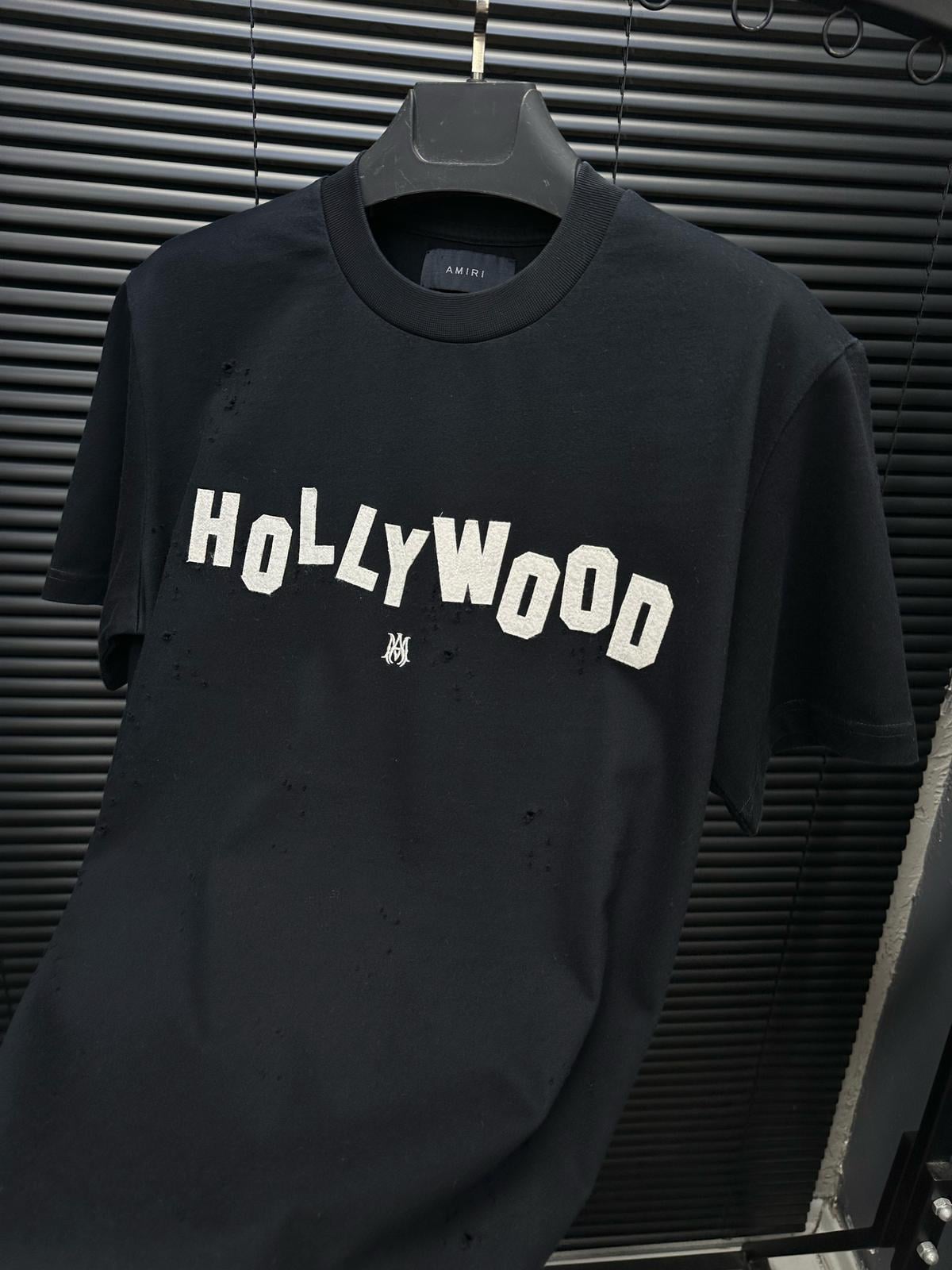 Hollywood Nakış Baskılı Yırtık Detaylı T-Shirt - Beyaz