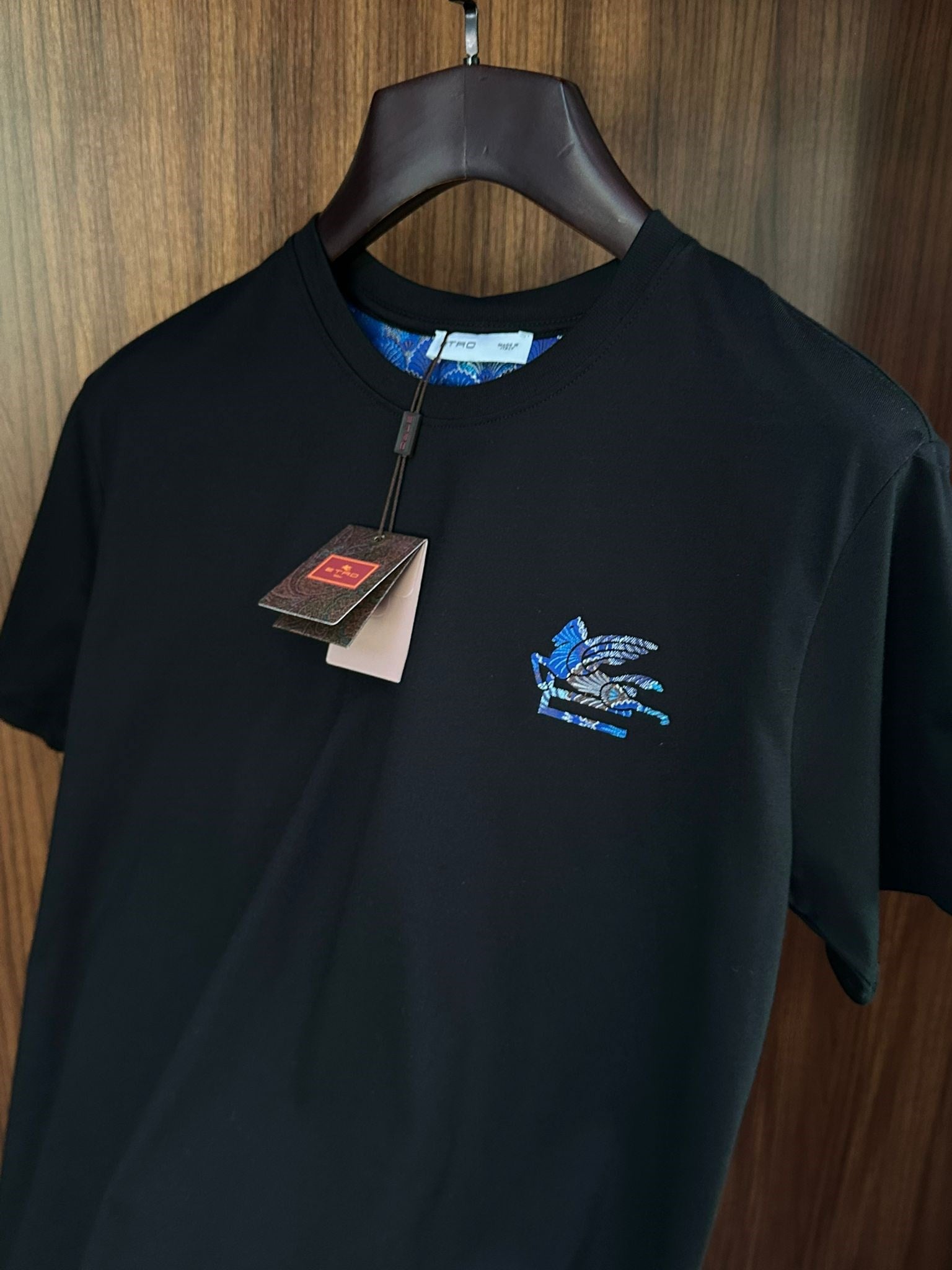 Nakış Logolu Bisiklet Yaka T-Shirt