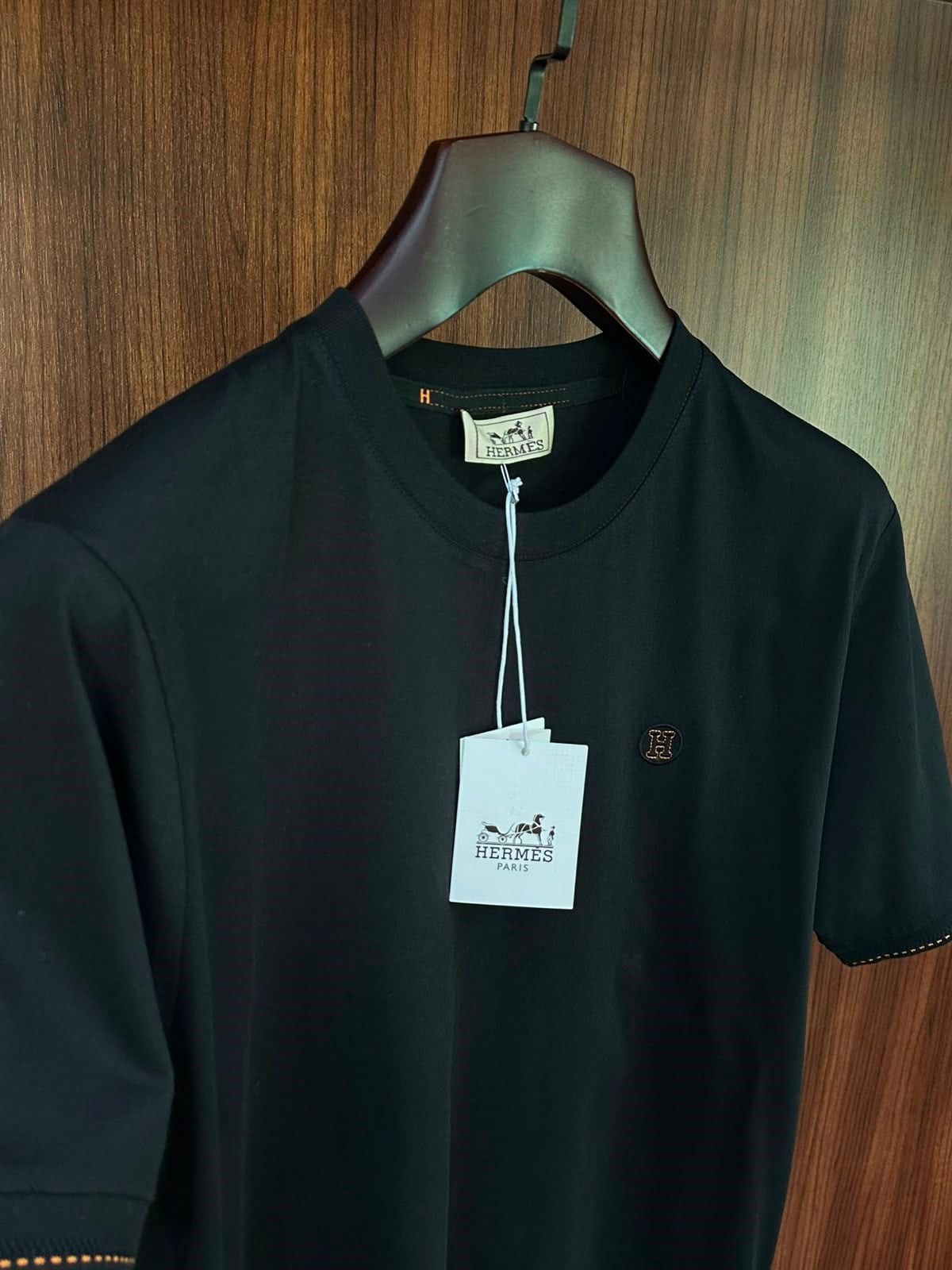 Nakış Logolu Bisiklet Yaka T-Shirt