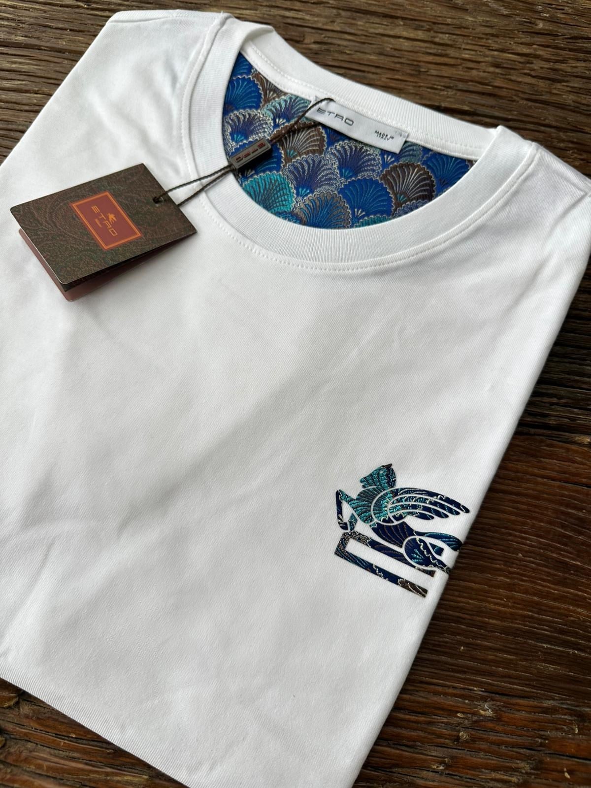 Nakış Logolu Bisiklet Yaka T-Shirt
