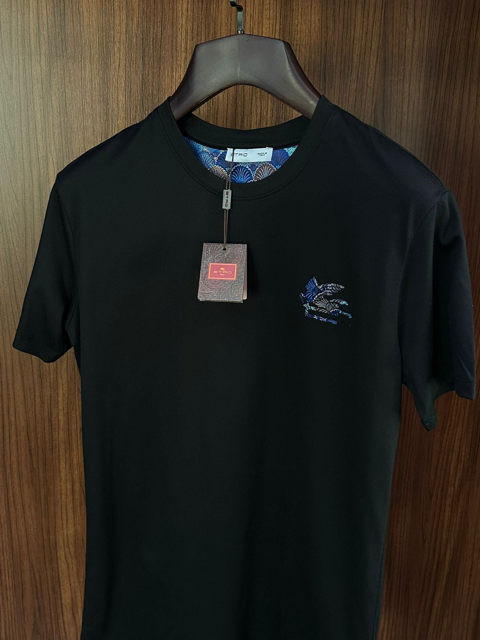 Nakış Logolu Bisiklet Yaka T-Shirt