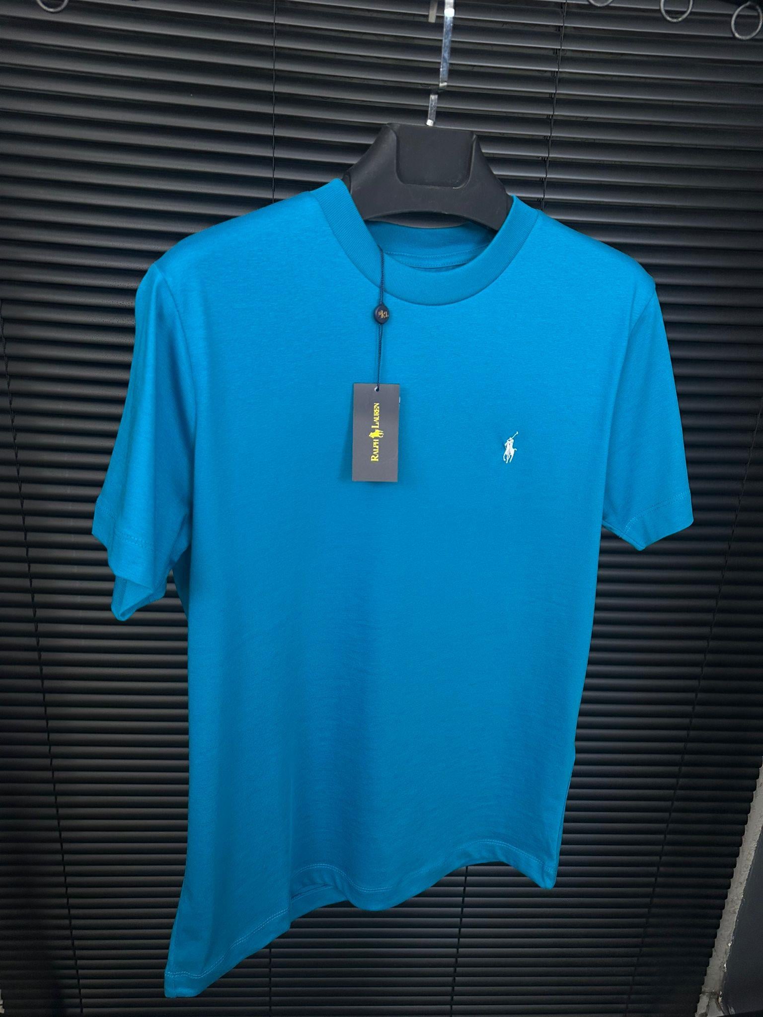 Nakış Logolu Pamuk Kumaş Bisiklet Yaka T-Shirt