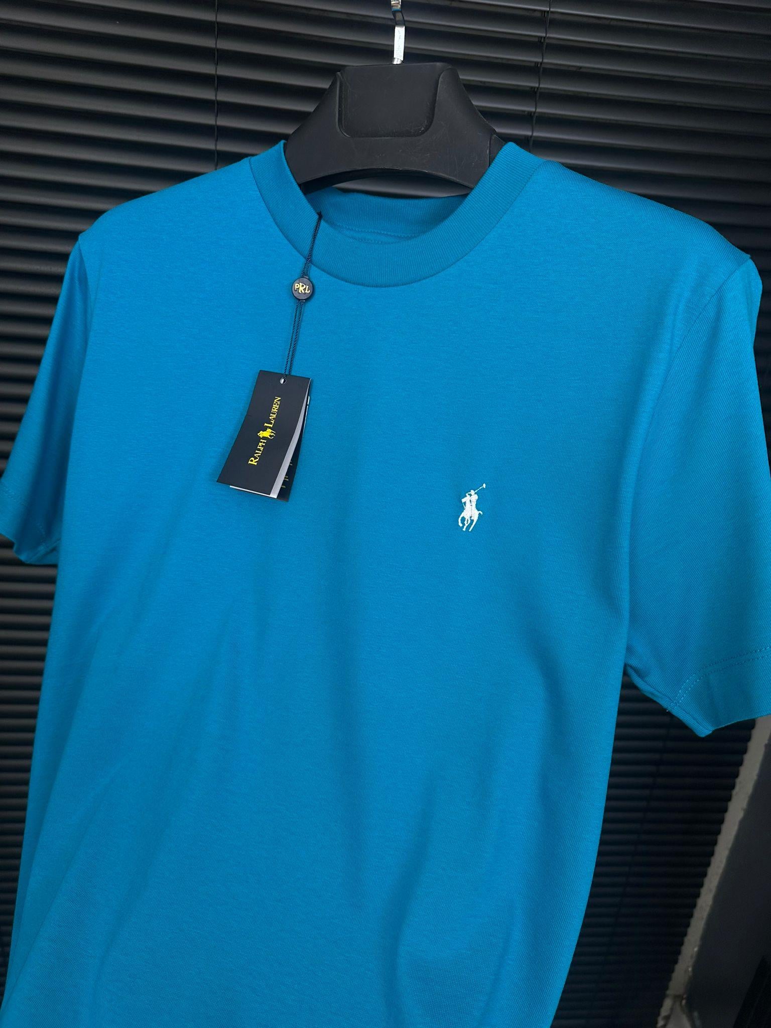 Nakış Logolu Pamuk Kumaş Bisiklet Yaka T-Shirt