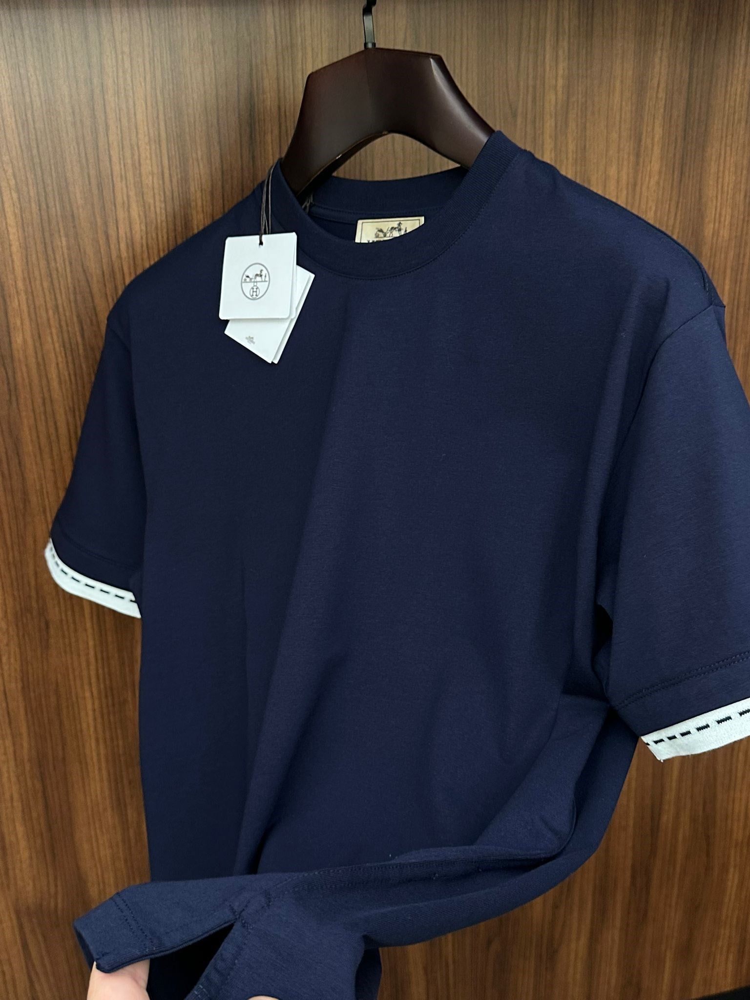 Piqures Sellier Bisiklet Yaka T-Shirt
