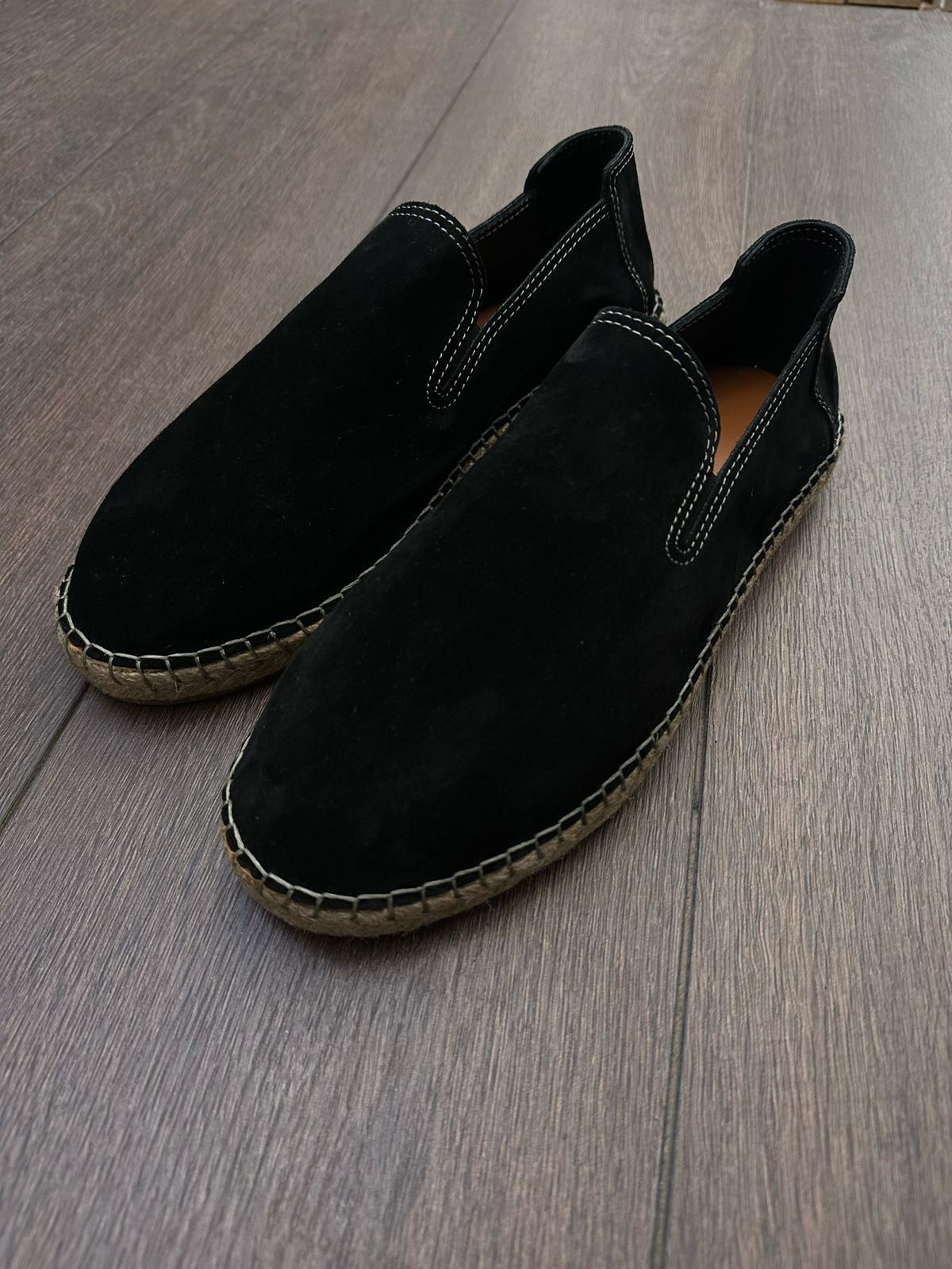 Hasır Tabanlı %100 Süet Deri Espadril