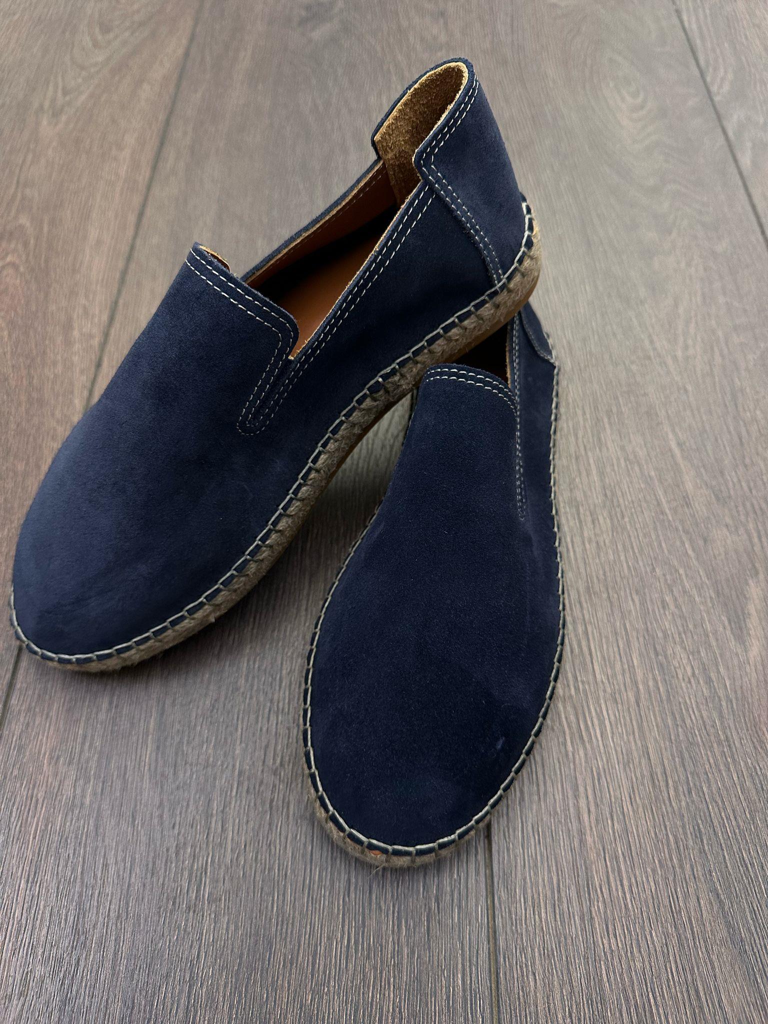 Hasır Tabanlı %100 Süet Deri Espadril