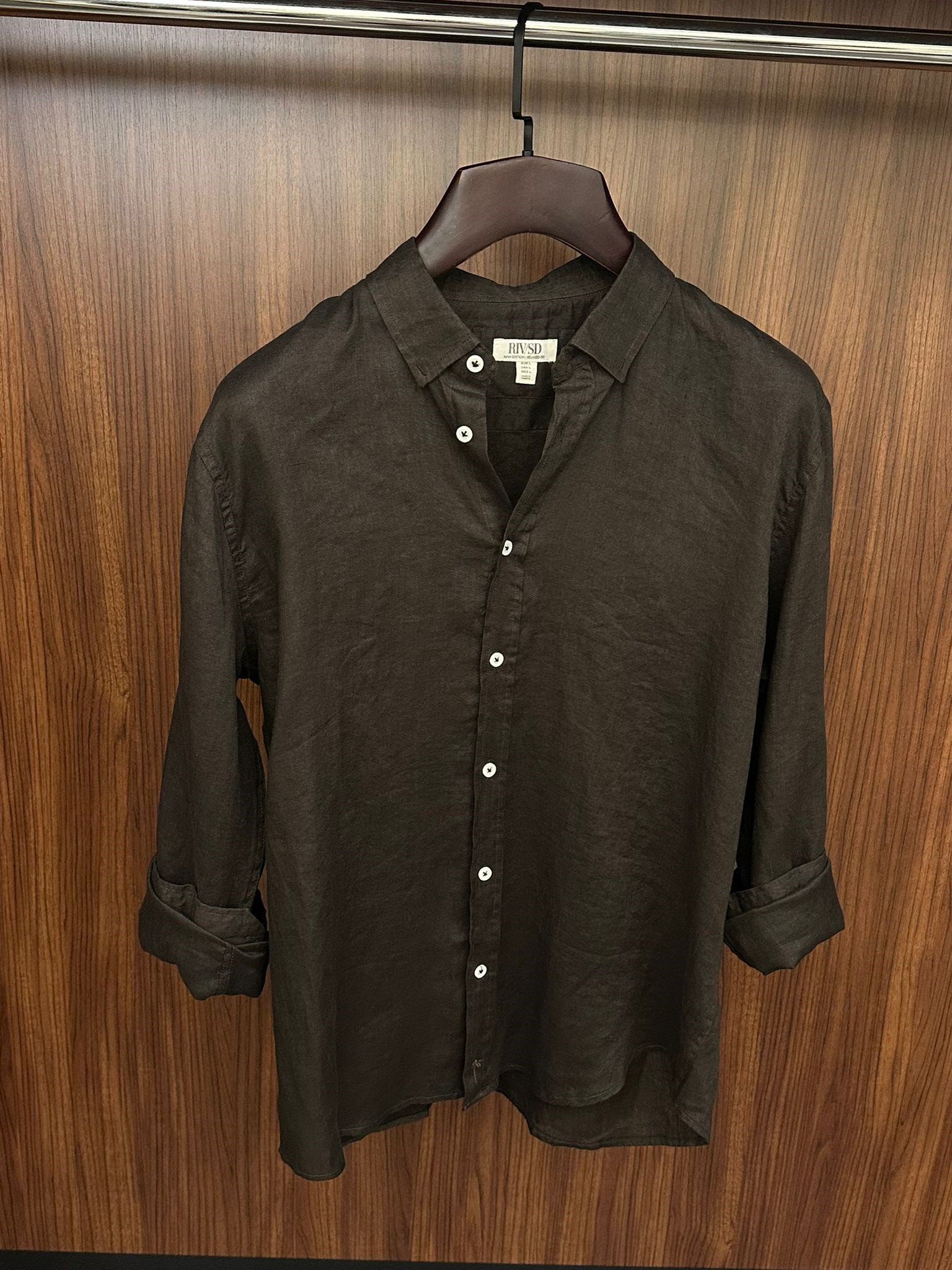 Yakalı Relax Fit Basic %100 Saf Keten Gömlek