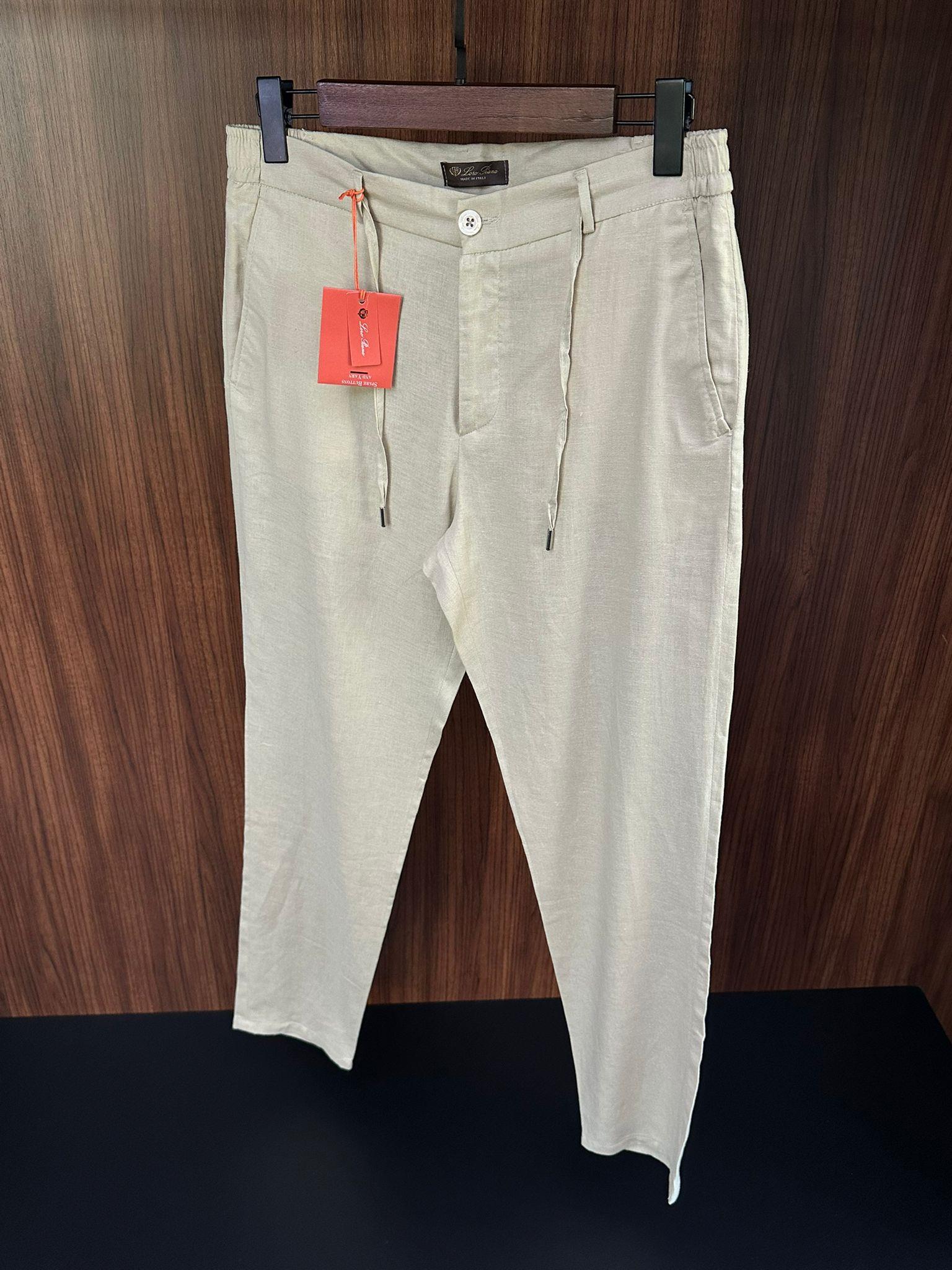 Beli Lastikli İpli Keten Pantolon