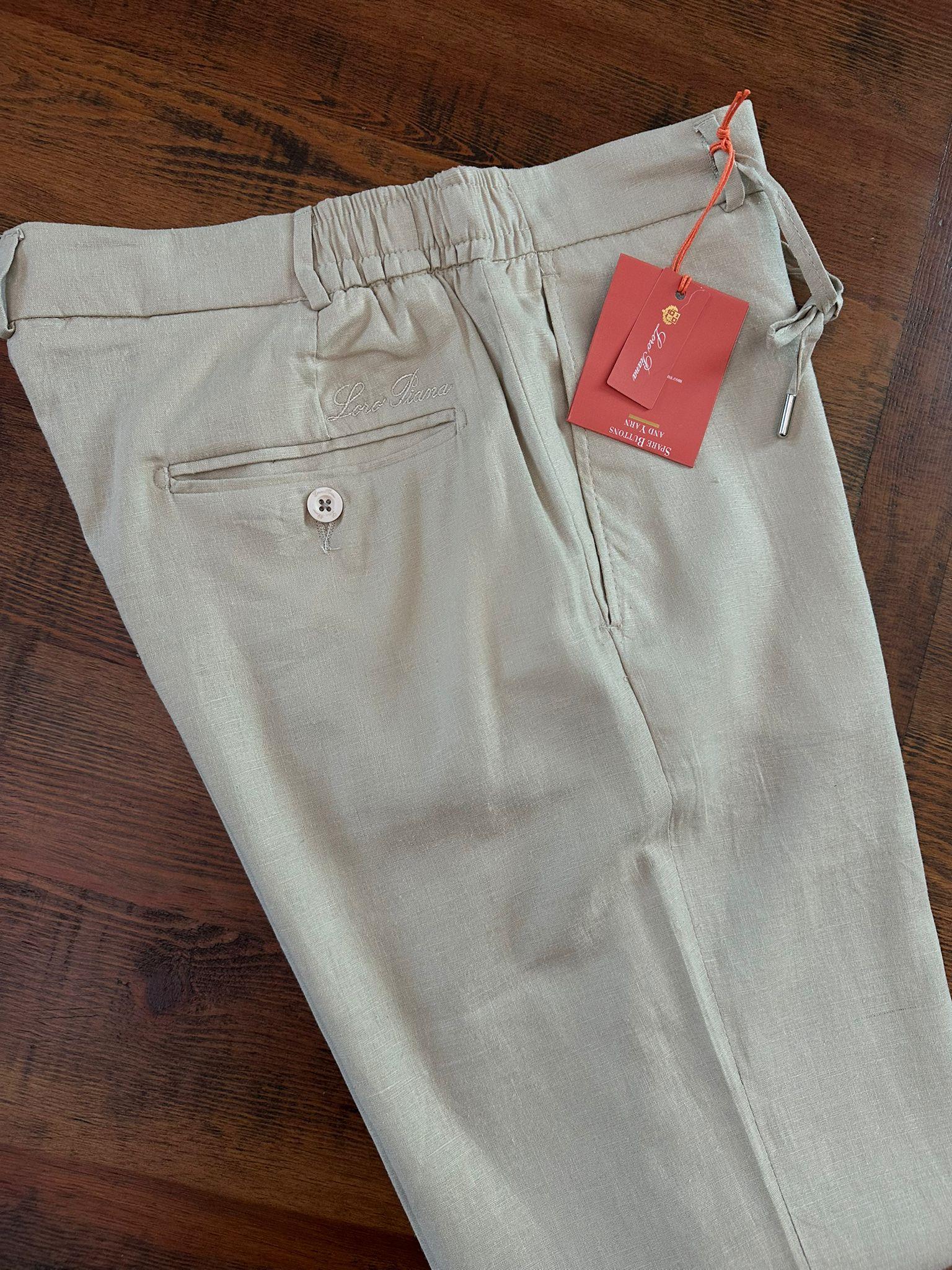 Beli Lastikli İpli Keten Pantolon