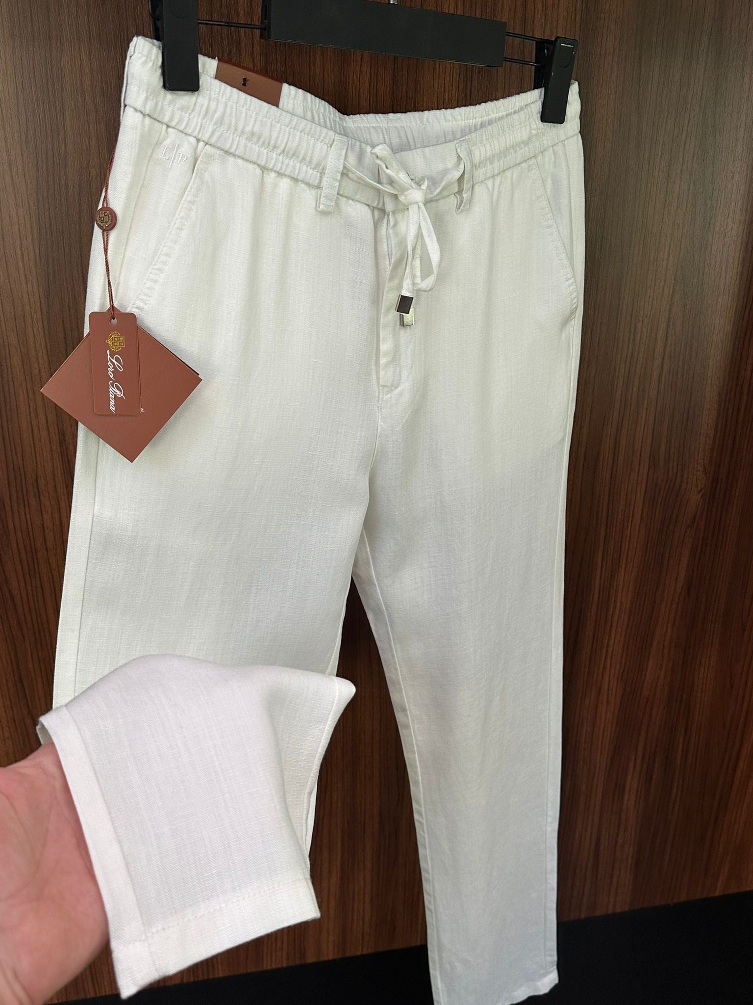 Deri Logolu Keten Jogger Pantolon