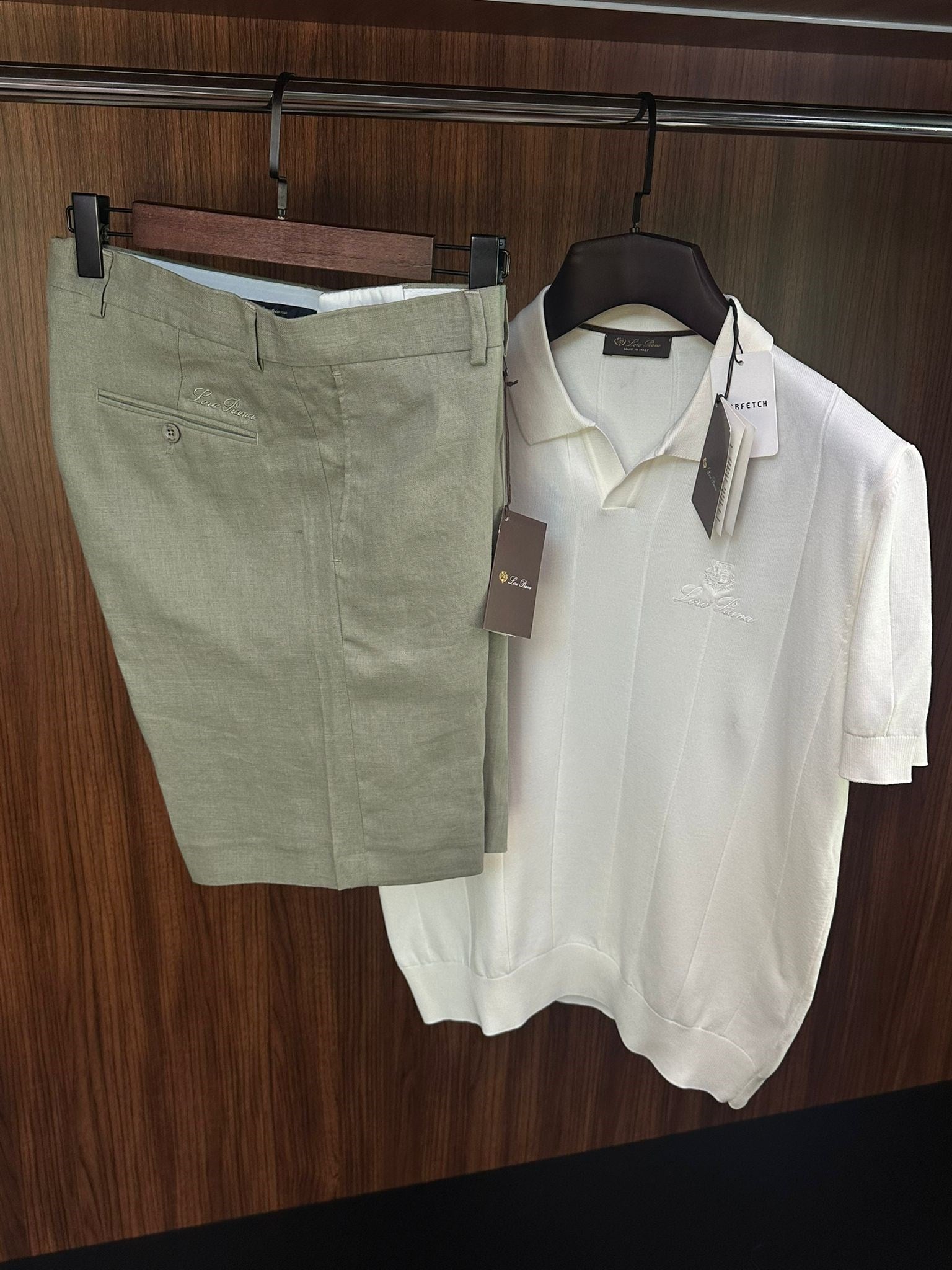 Nakış Logolu %100 Saf Keten Bermuda Şort