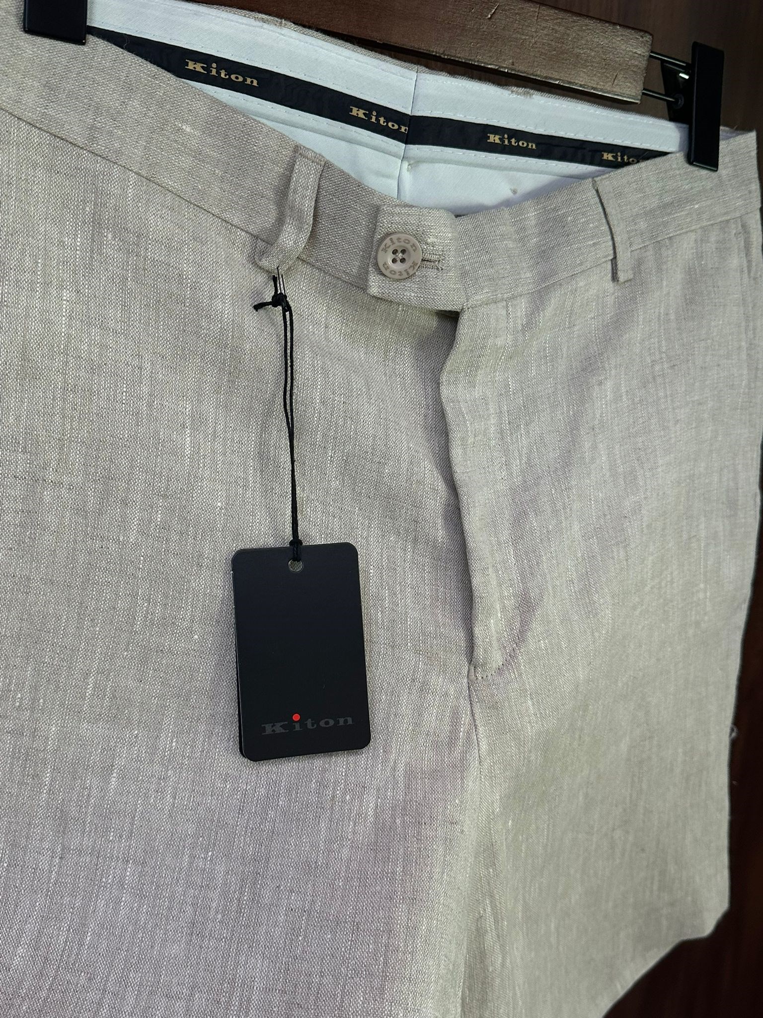 Nakış Logolu %100 Saf Keten Şort