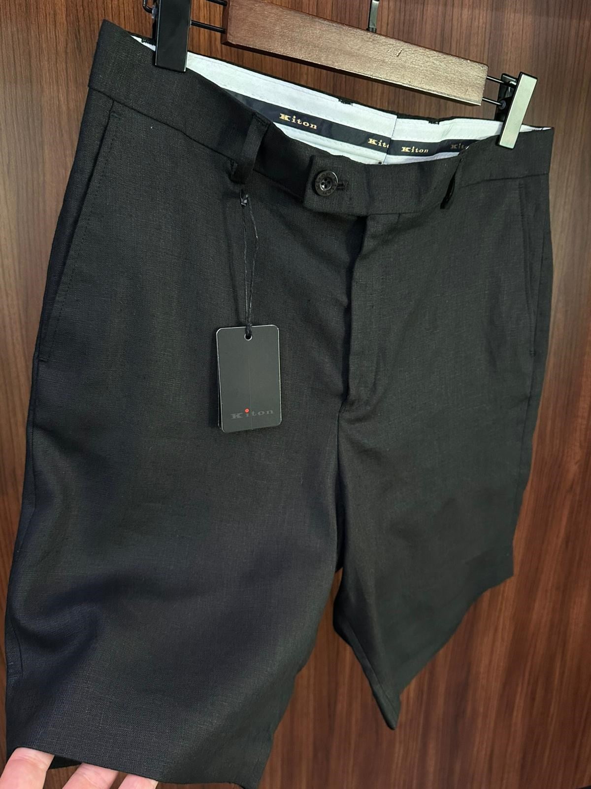 Nakış Logolu %100 Saf Keten Şort