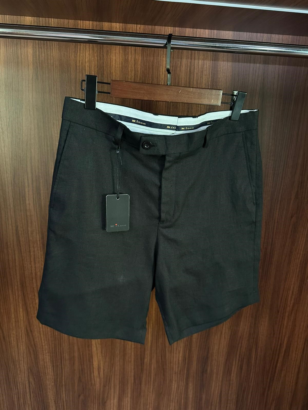 Nakış Logolu %100 Saf Keten Şort