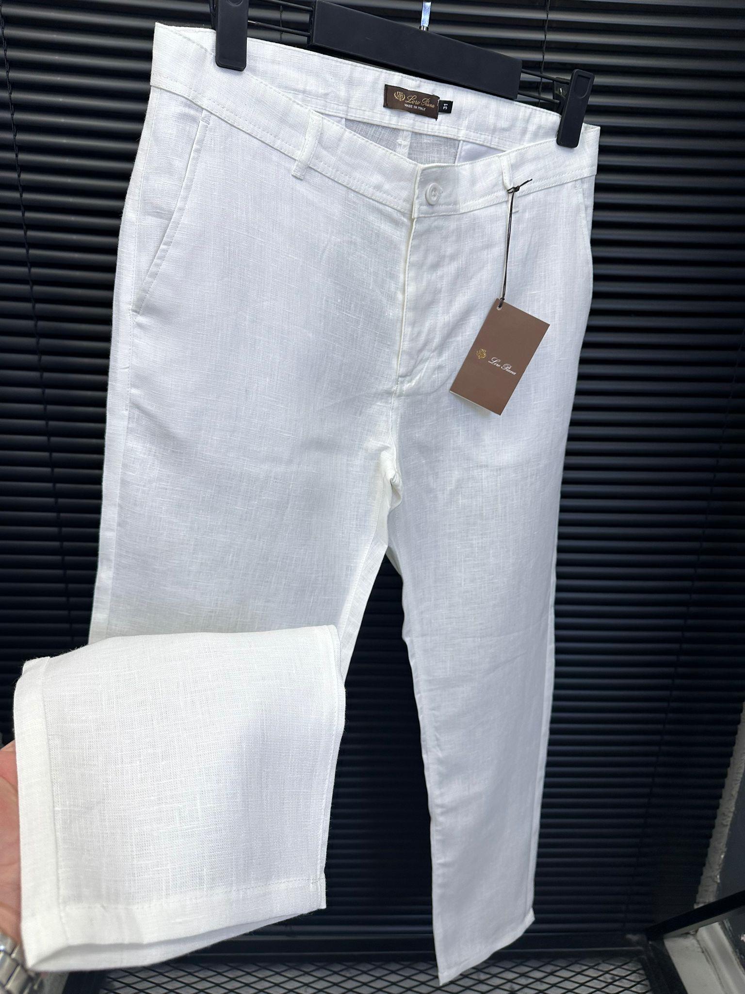 Nakış Logolu Keten Pantolon