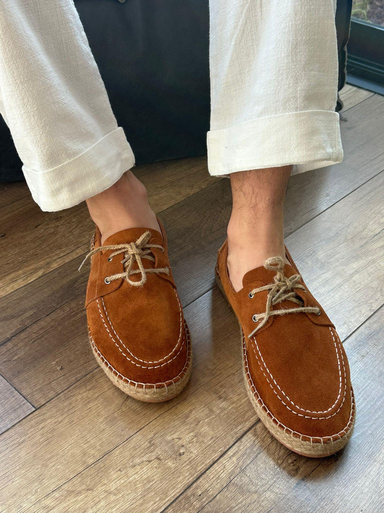 Hasır Taban %100 Süet Deri Ayakkabı