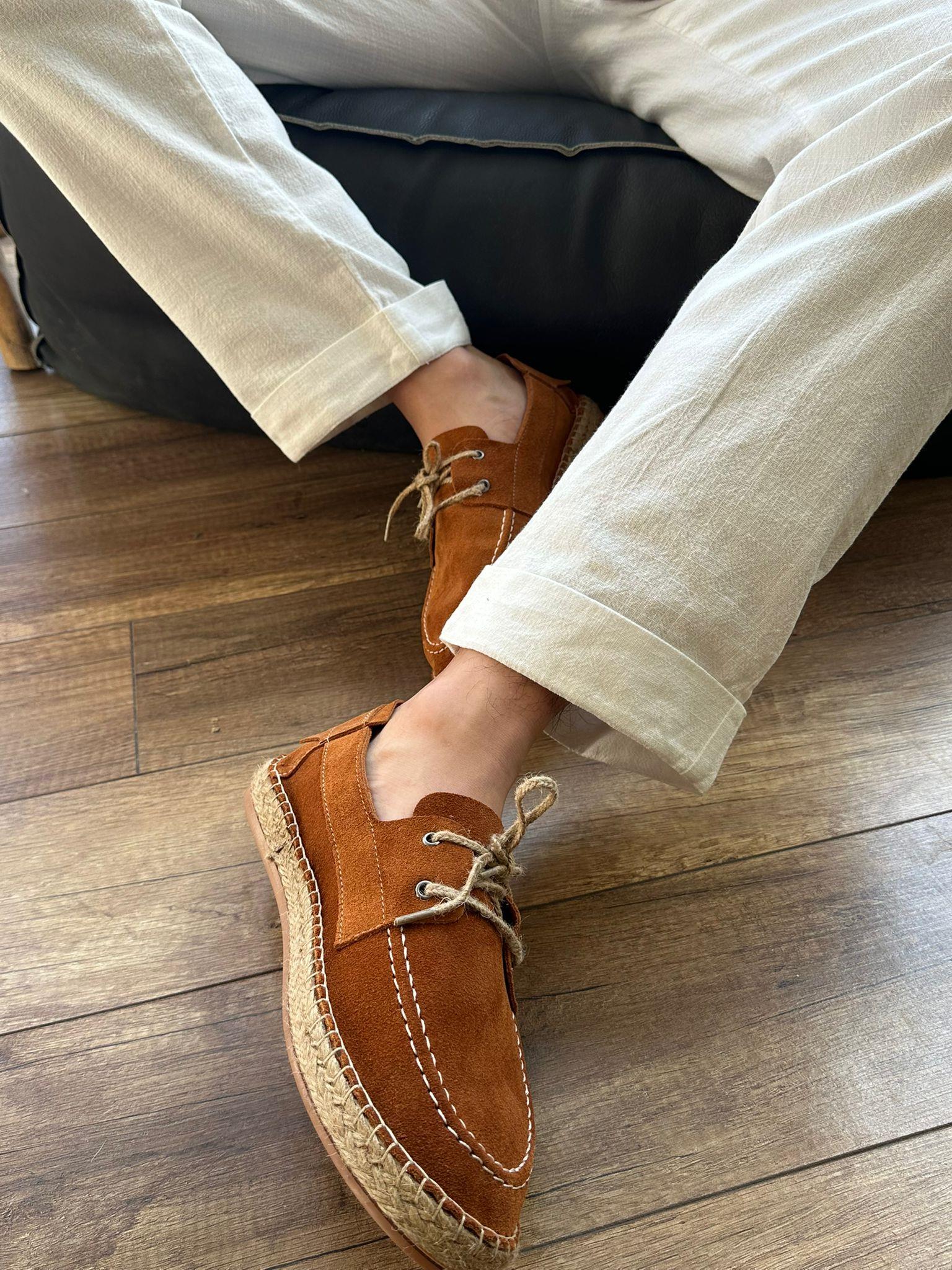 Hasır Taban %100 Süet Deri Ayakkabı