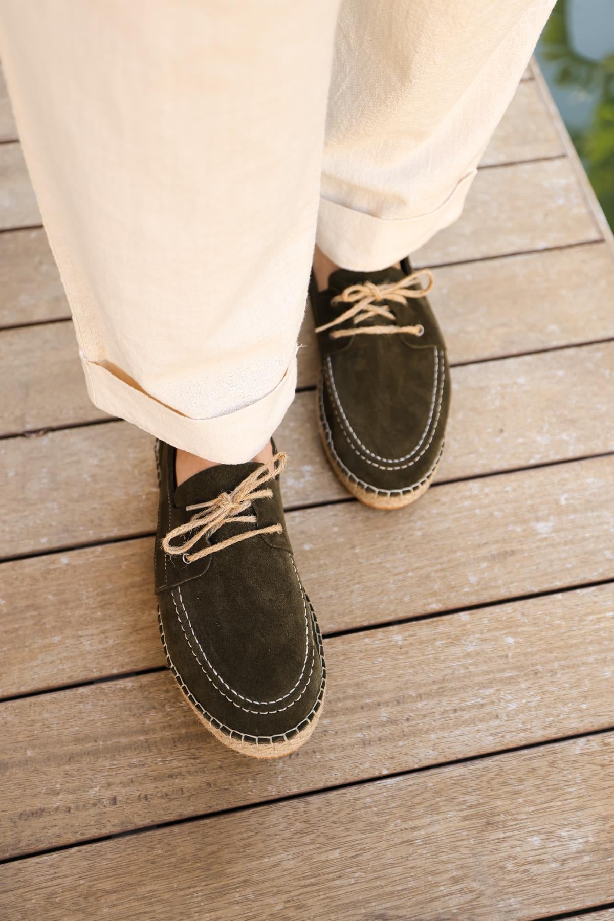 Hasır Taban %100 Süet Deri Ayakkabı