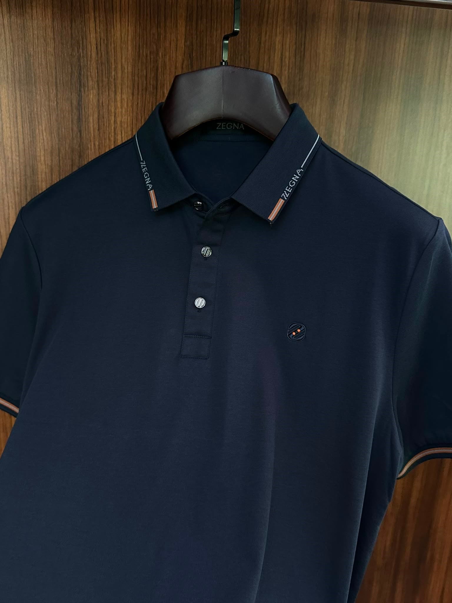 Nakış Logolu Yaka Ve Kol Ribanalı Modal Yakalı T-Shirt