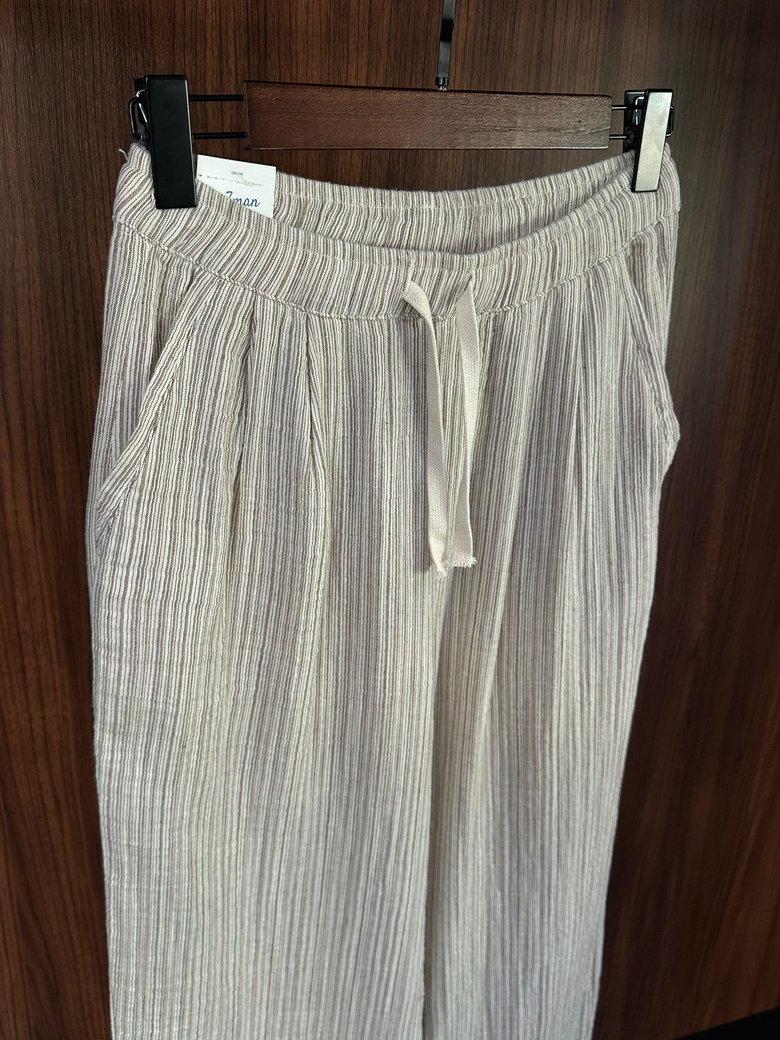 Krabi Müslin Kumaş Çizgili Pantolon