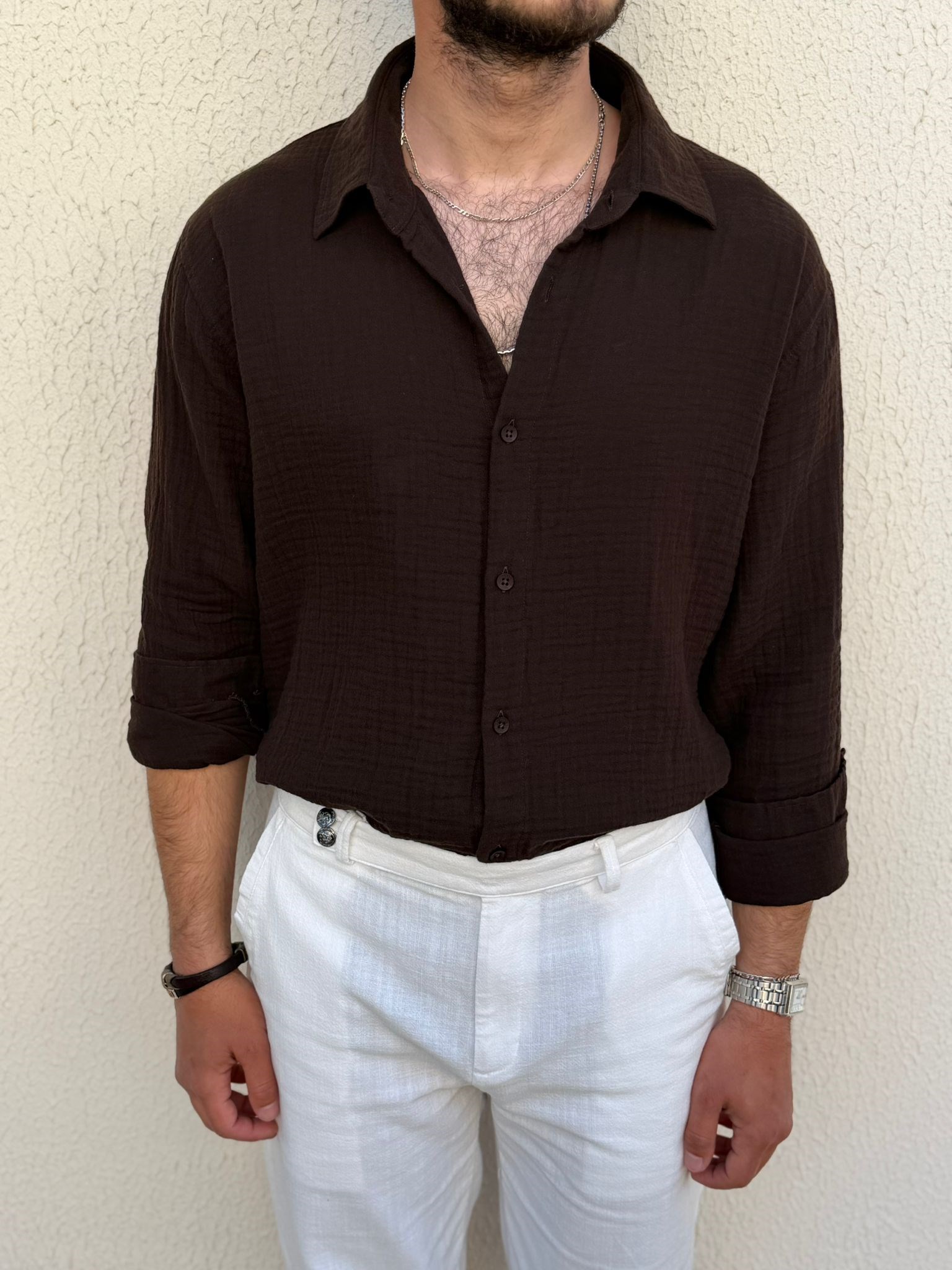 Mikonos Cep Detaylı Basic Müslin Gömlek