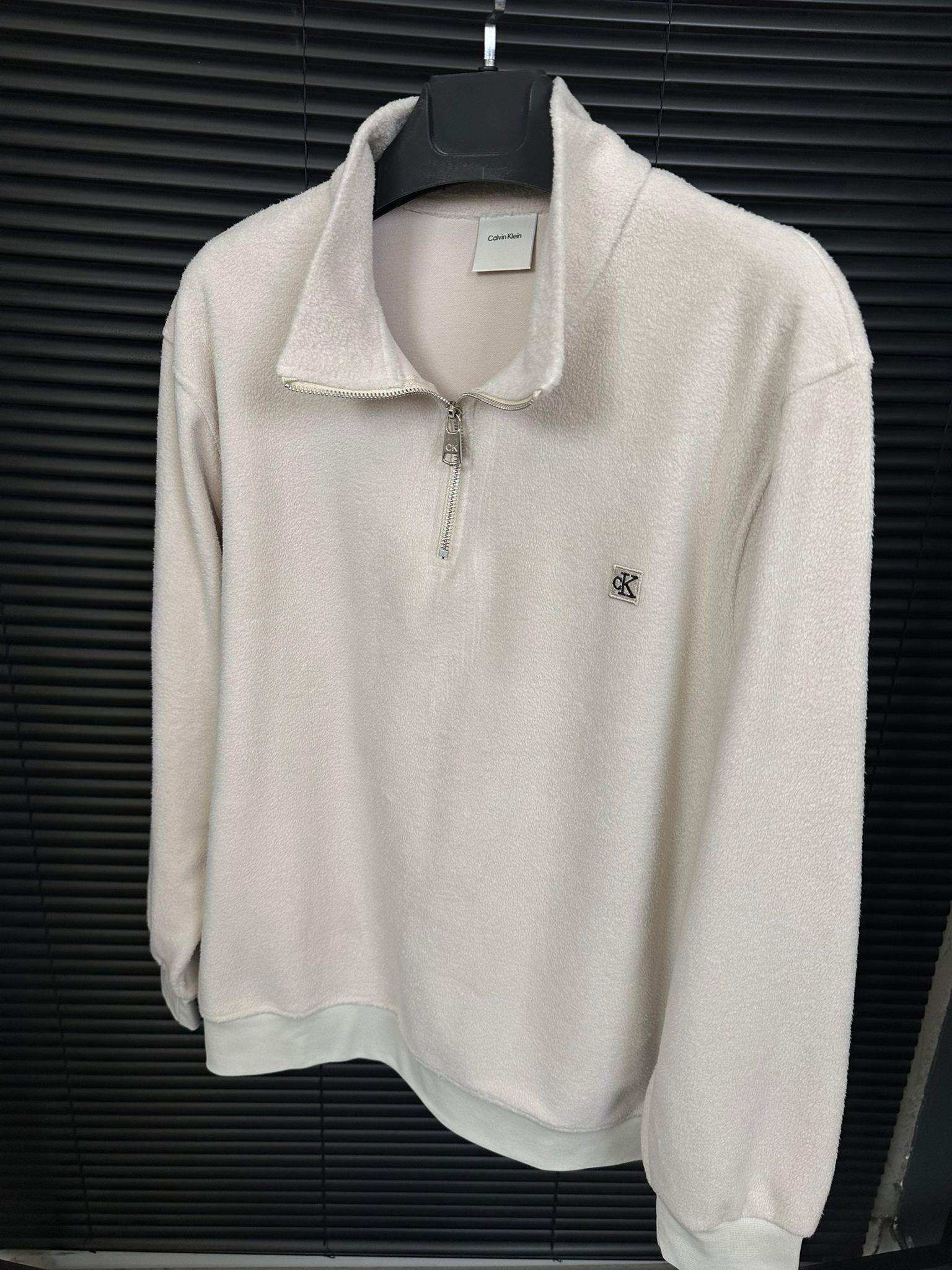 Nakış Logolu Yarım Fermuar Peluş Sweatshirt