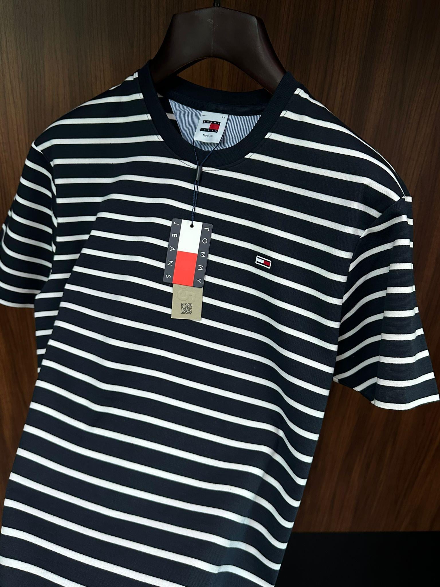 Nakış Logolu Çizgili T-Shirt