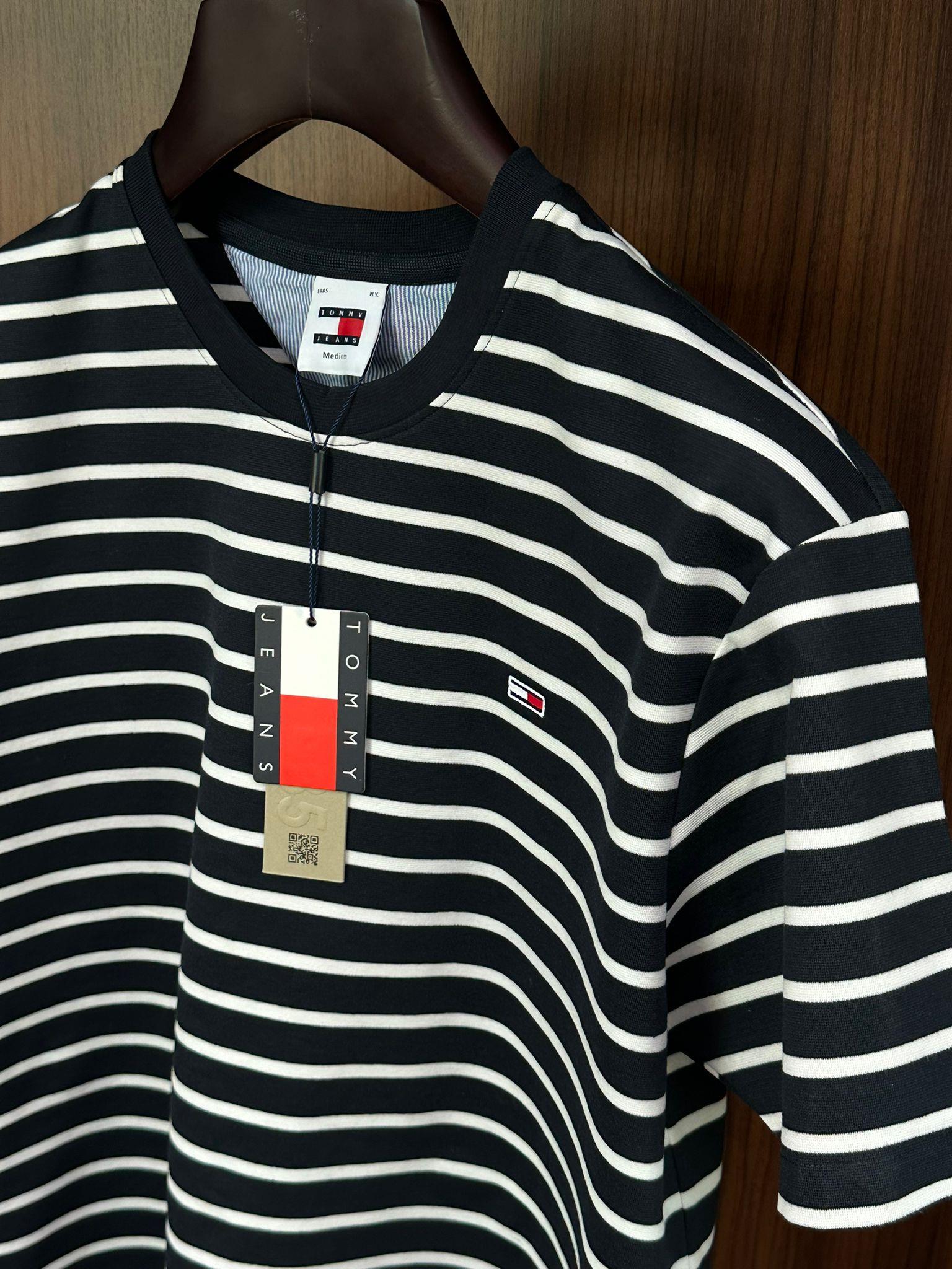 Nakış Logolu Çizgili T-Shirt