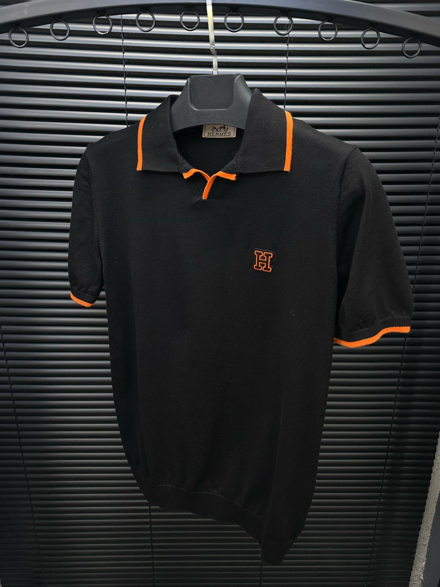 Nakış Marka Logo Baskılı Triko Yakalı T-Shirt - Beyaz
