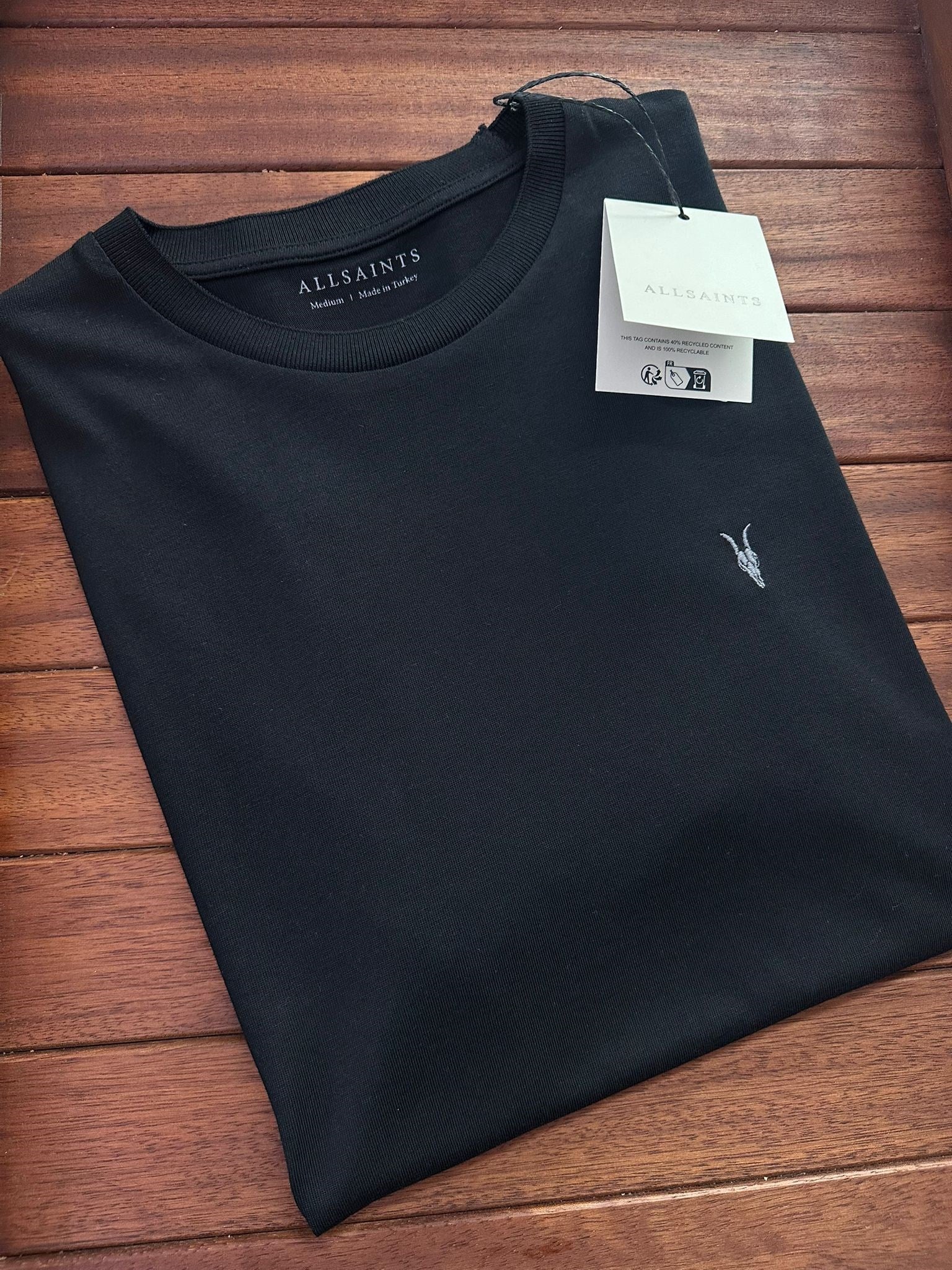 Nakış Logolu Bisiklet Yaka Triko T-Shirt