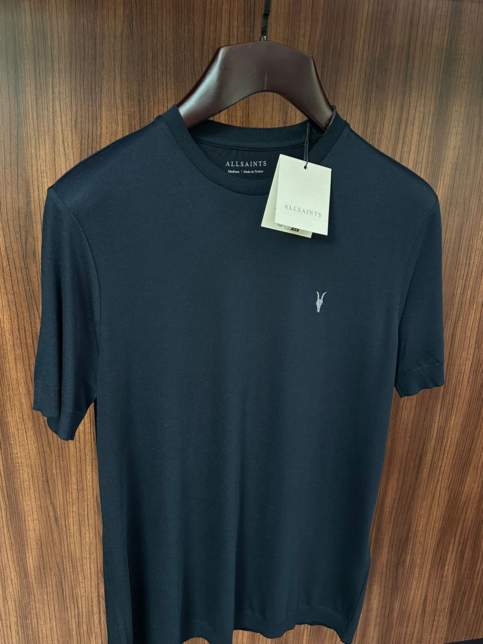 Nakış Logolu Bisiklet Yaka Triko T-Shirt