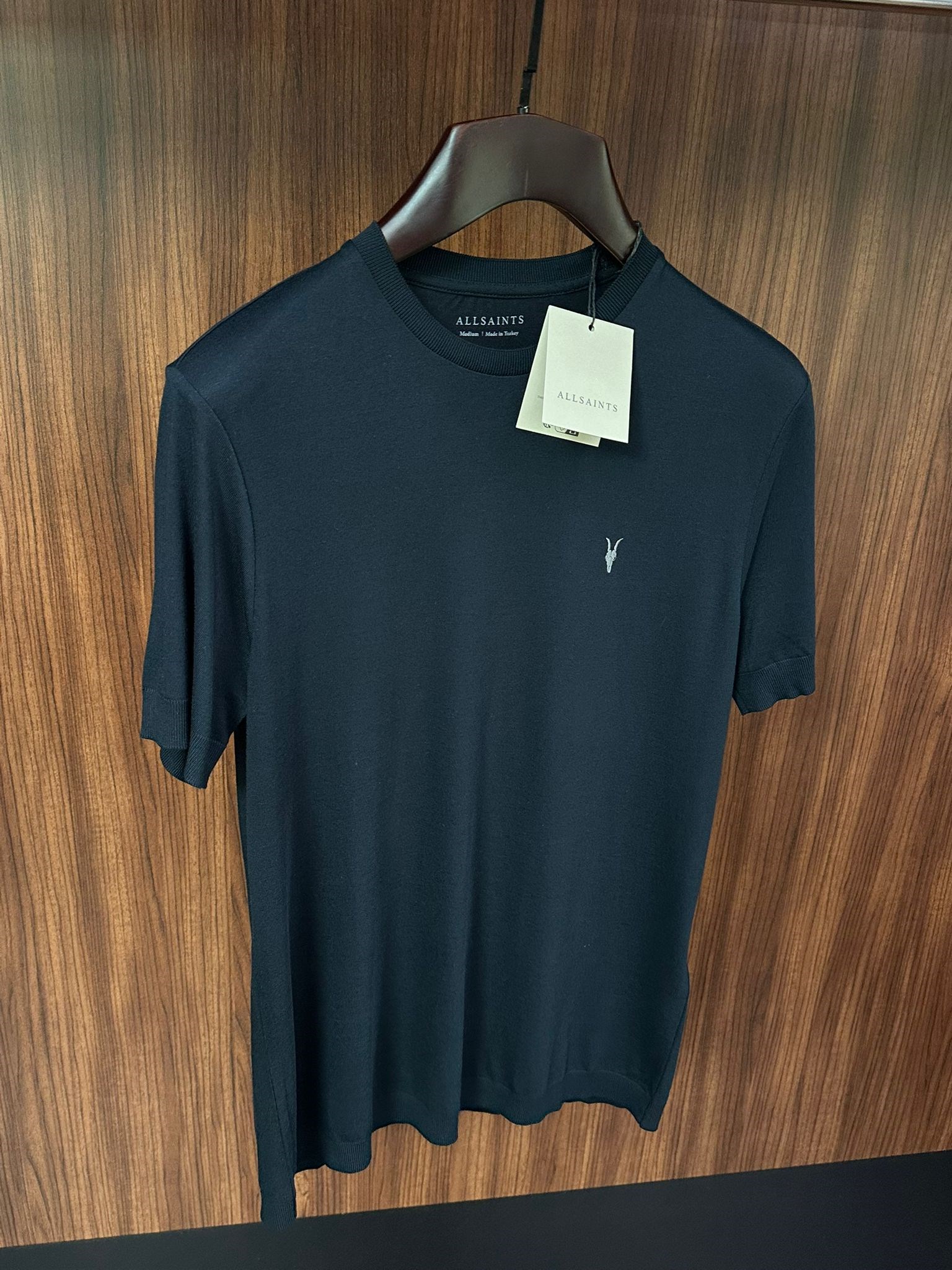 Nakış Logolu Bisiklet Yaka Triko T-Shirt