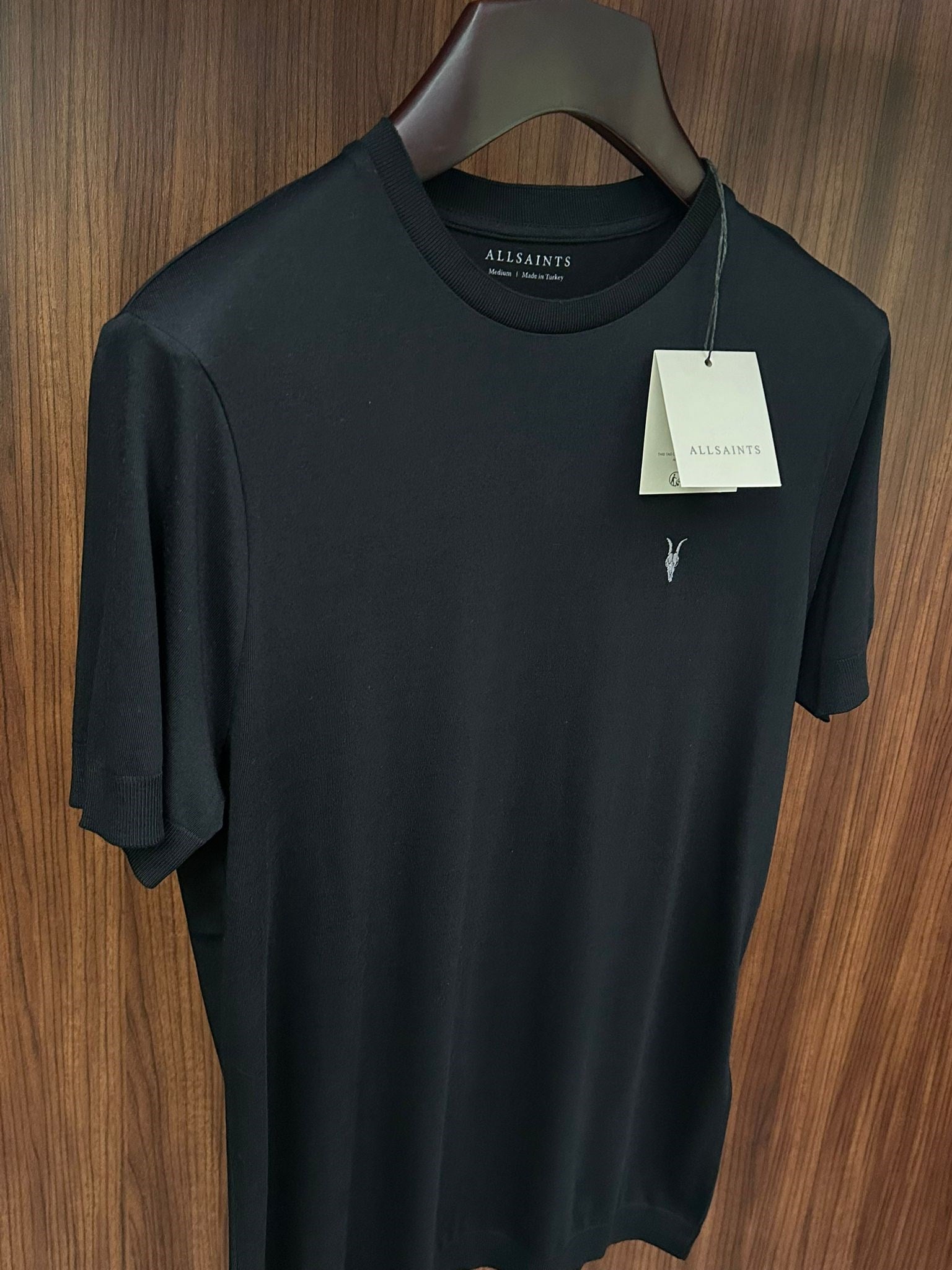 Nakış Logolu Bisiklet Yaka Triko T-Shirt