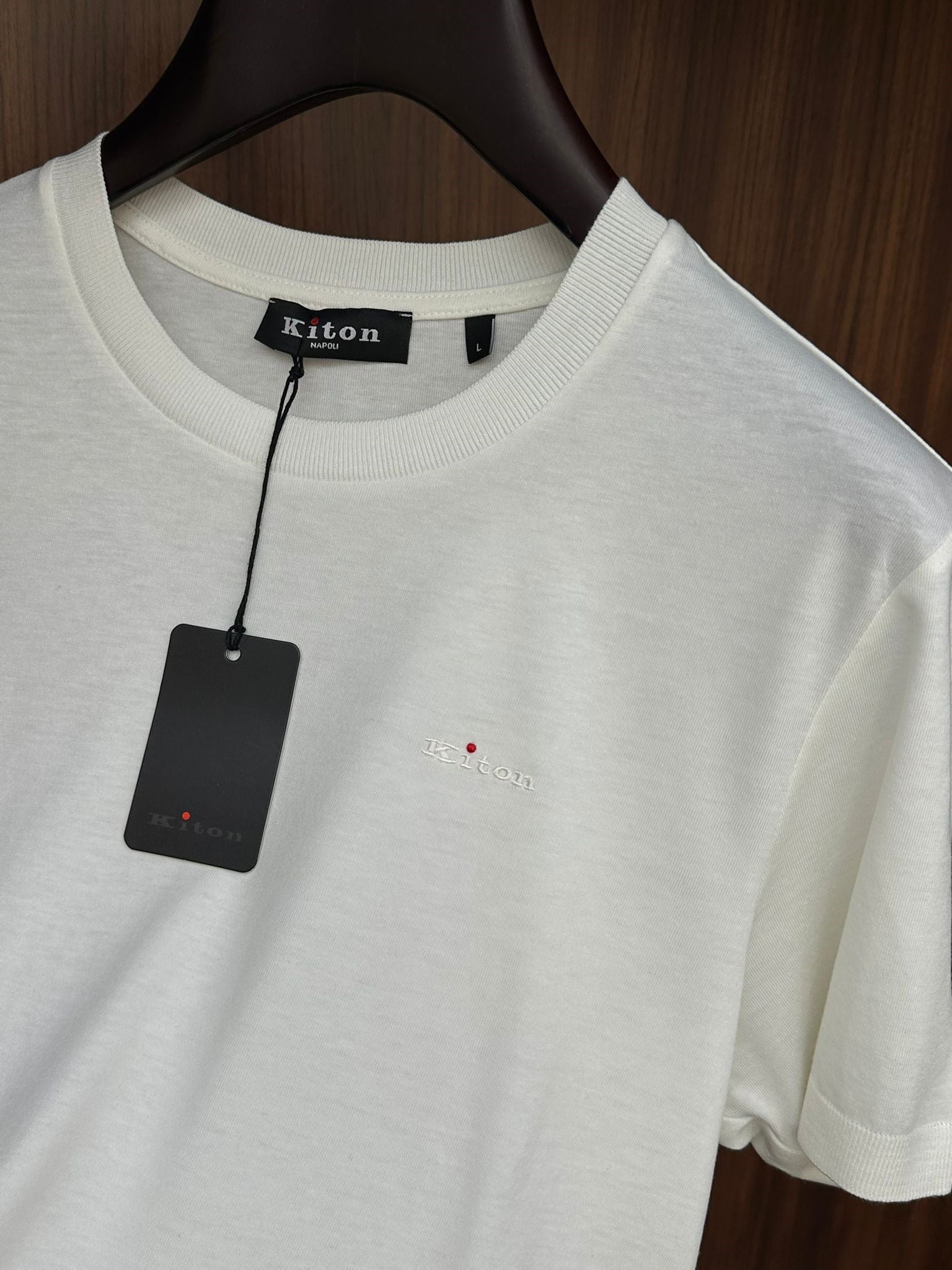 Nakış Logolu Kaşmir Kumaş Bisiklet Yaka T-Shirt